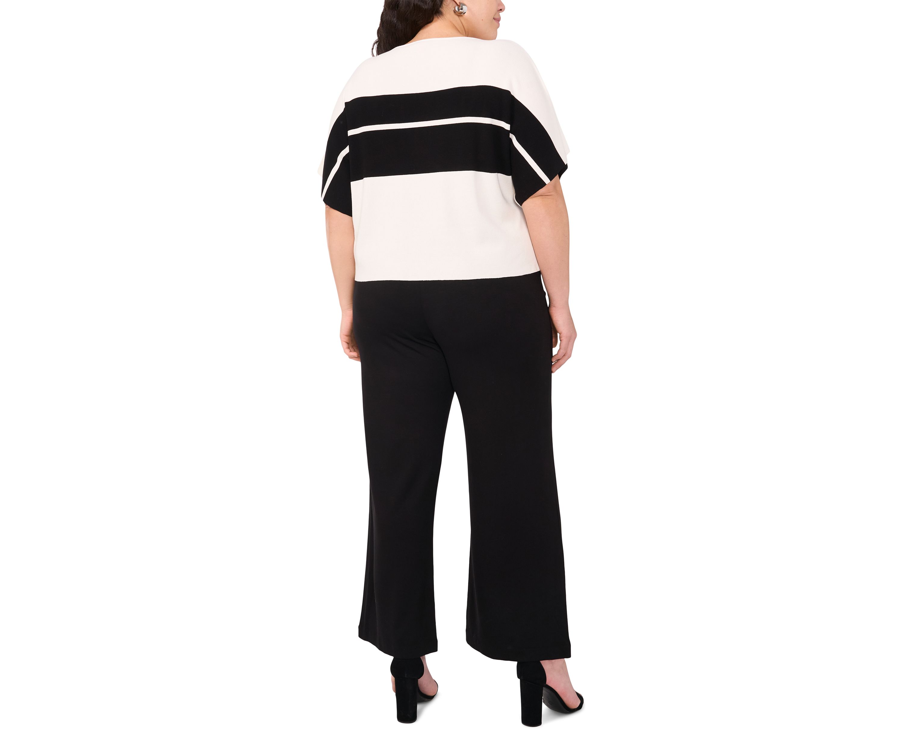 Plus Size Boat Neck Short Sleeve Sweater