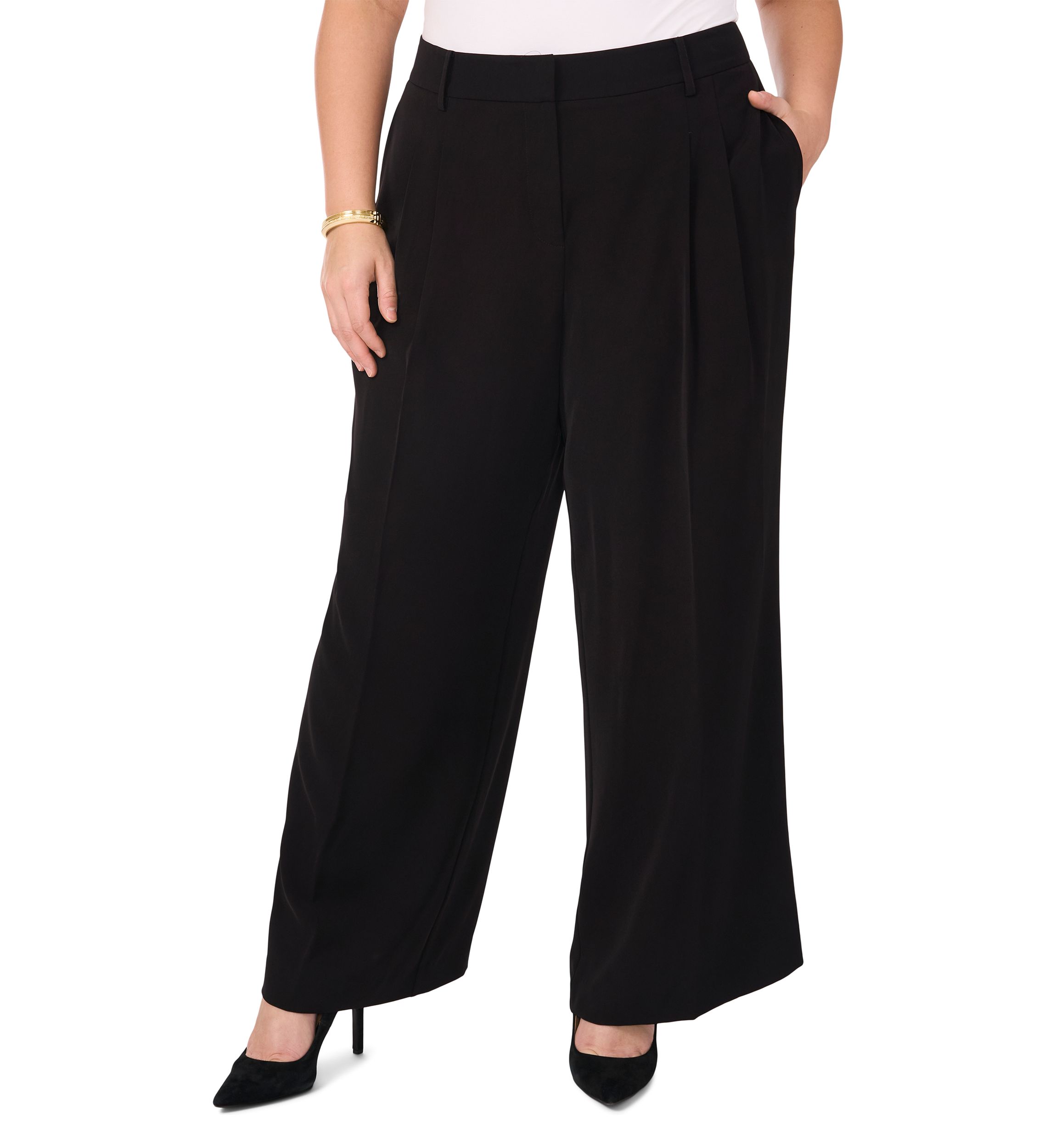 Plus Size Clean Trouser Pants with Inseam Slit