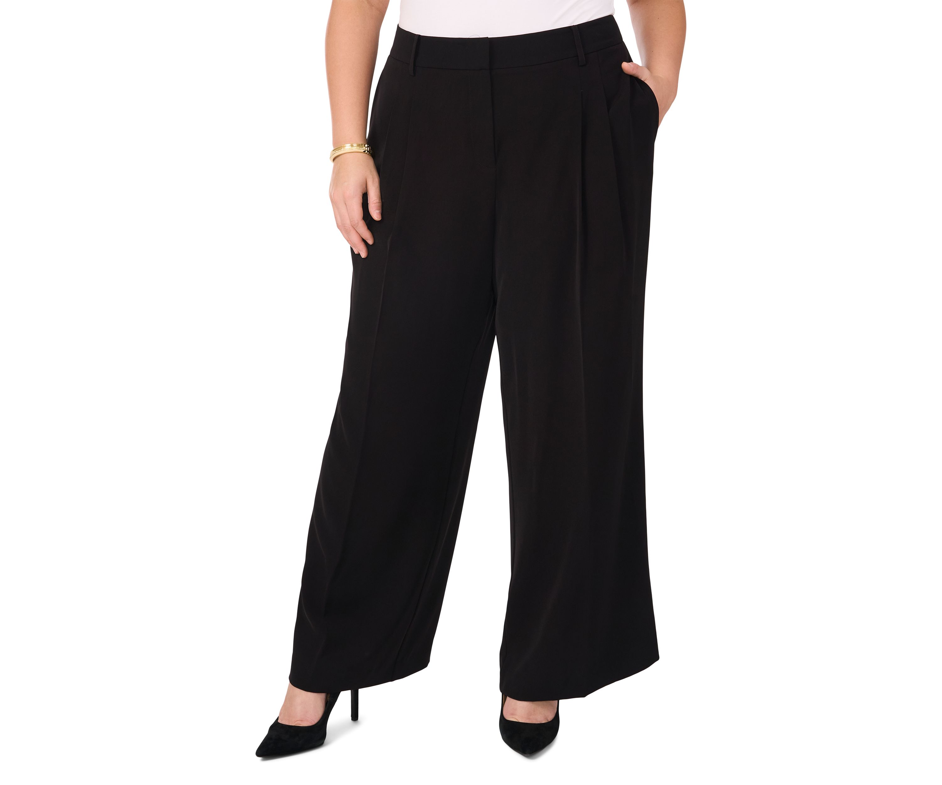 Plus Size Clean Trouser Pants with Inseam Slit