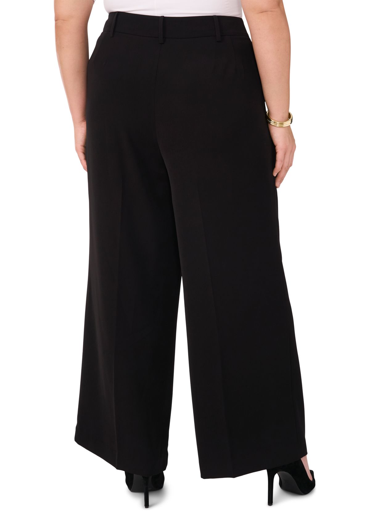 Plus Size Clean Trouser Pants with Inseam Slit