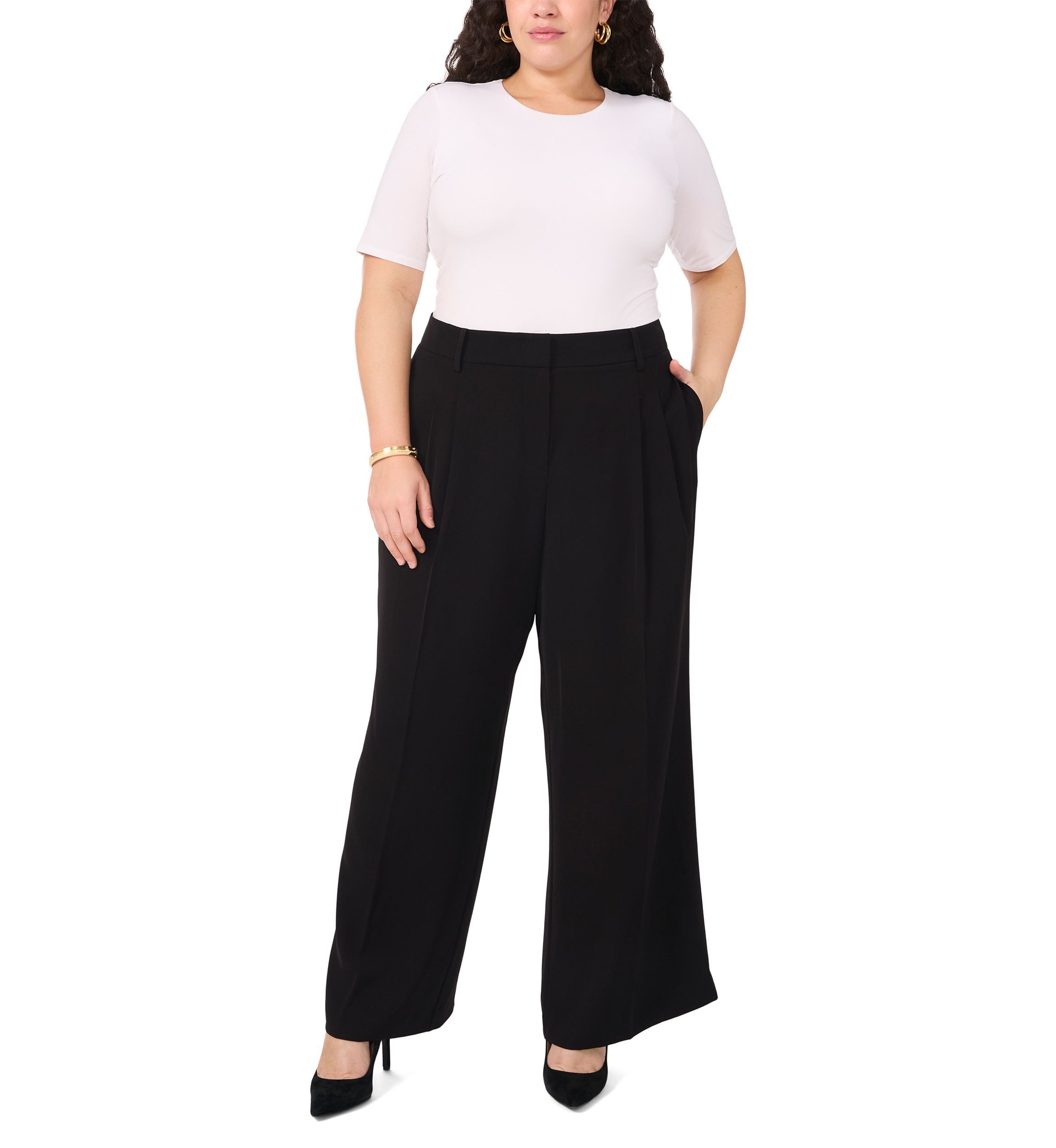 Plus Size Clean Trouser Pants with Inseam Slit