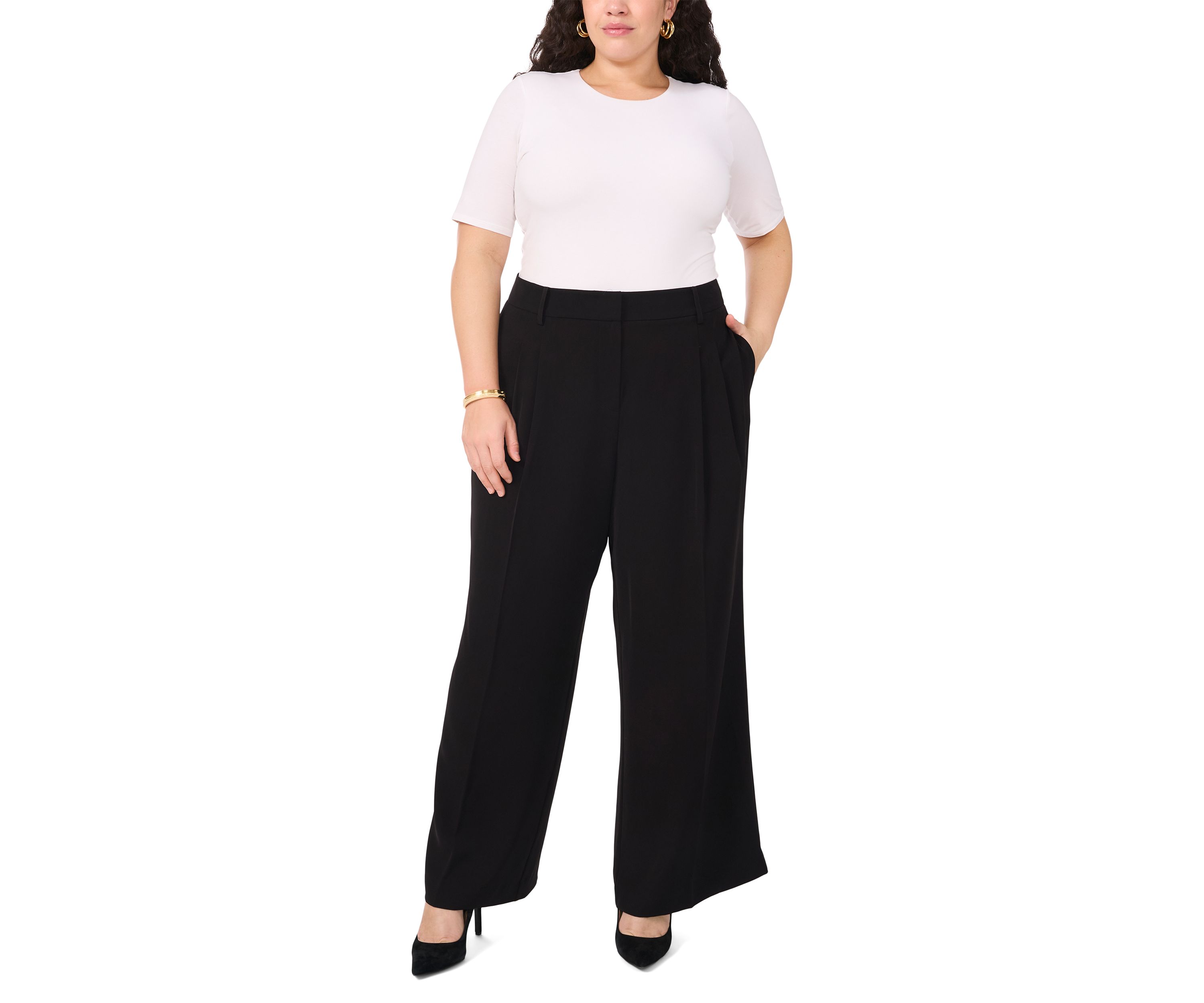Plus Size Clean Trouser Pants with Inseam Slit