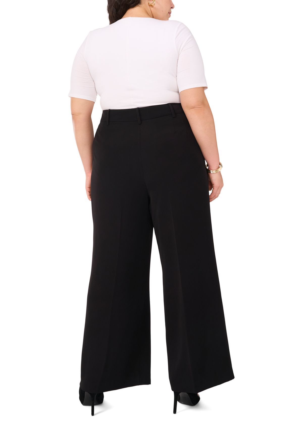 Plus Size Clean Trouser Pants with Inseam Slit