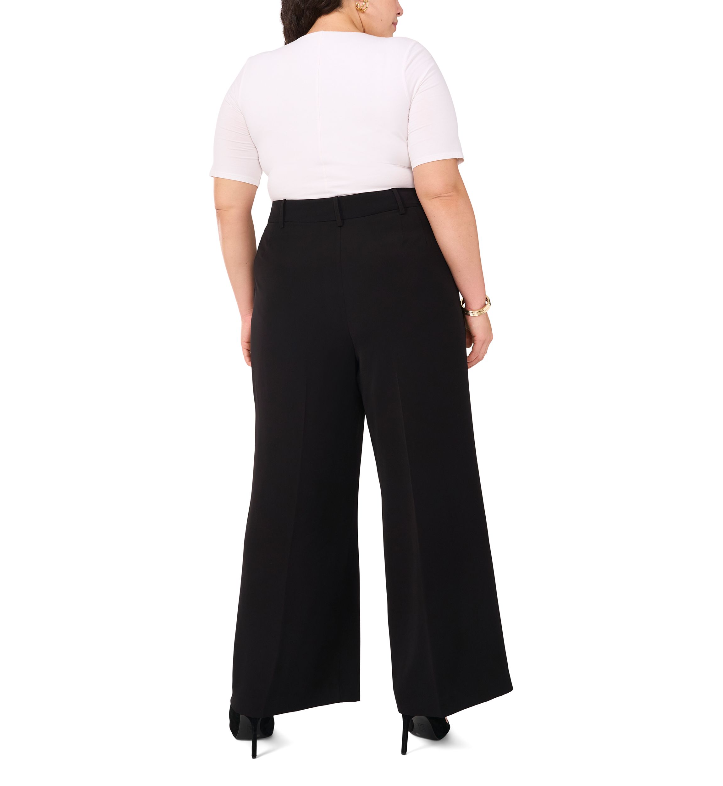Plus Size Clean Trouser Pants with Inseam Slit