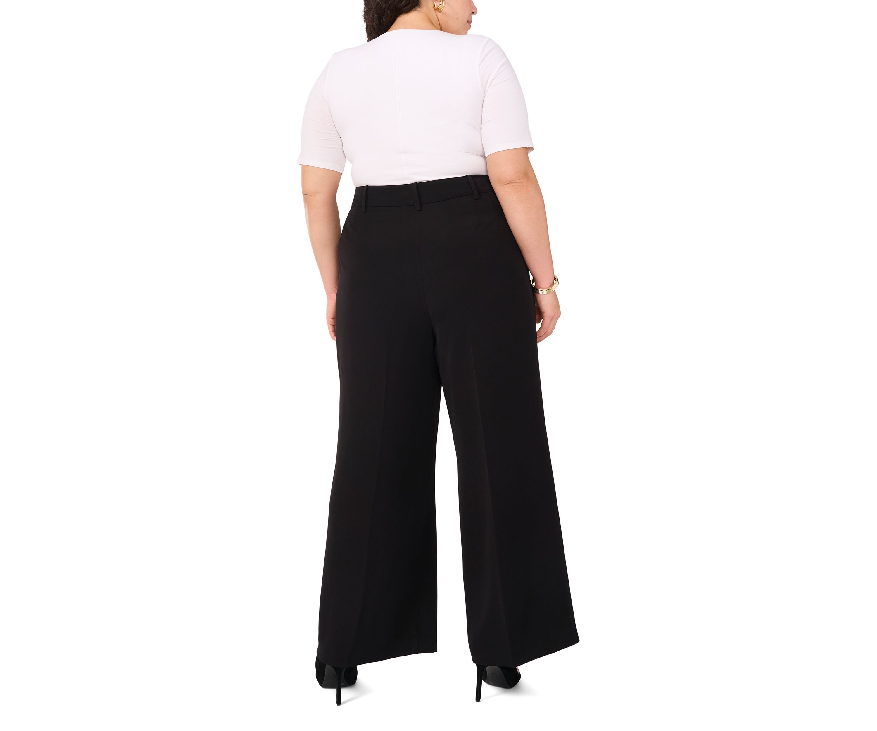 Plus Size Clean Trouser Pants with Inseam Slit