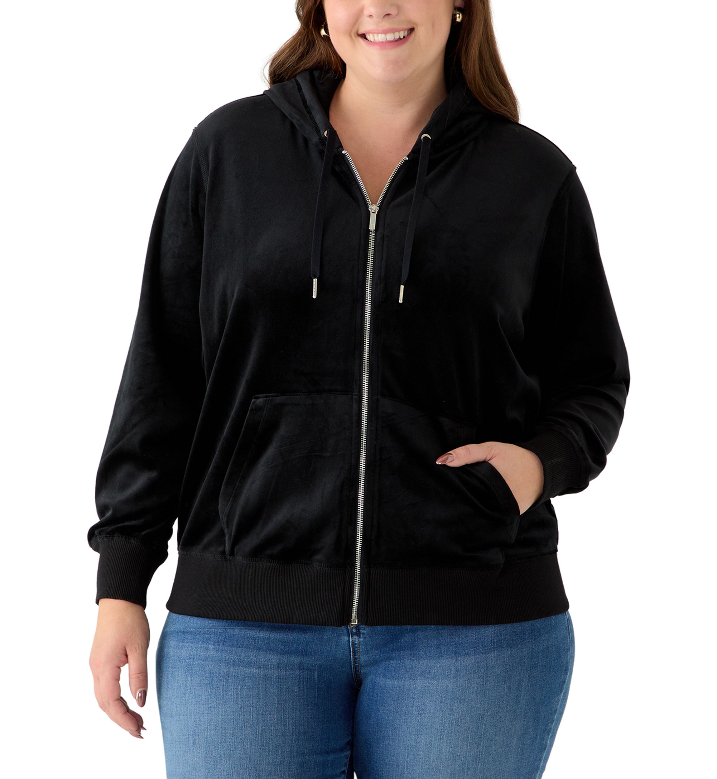 Vince Camuto Plus Size Velour Zip Front Hoodie | Belk