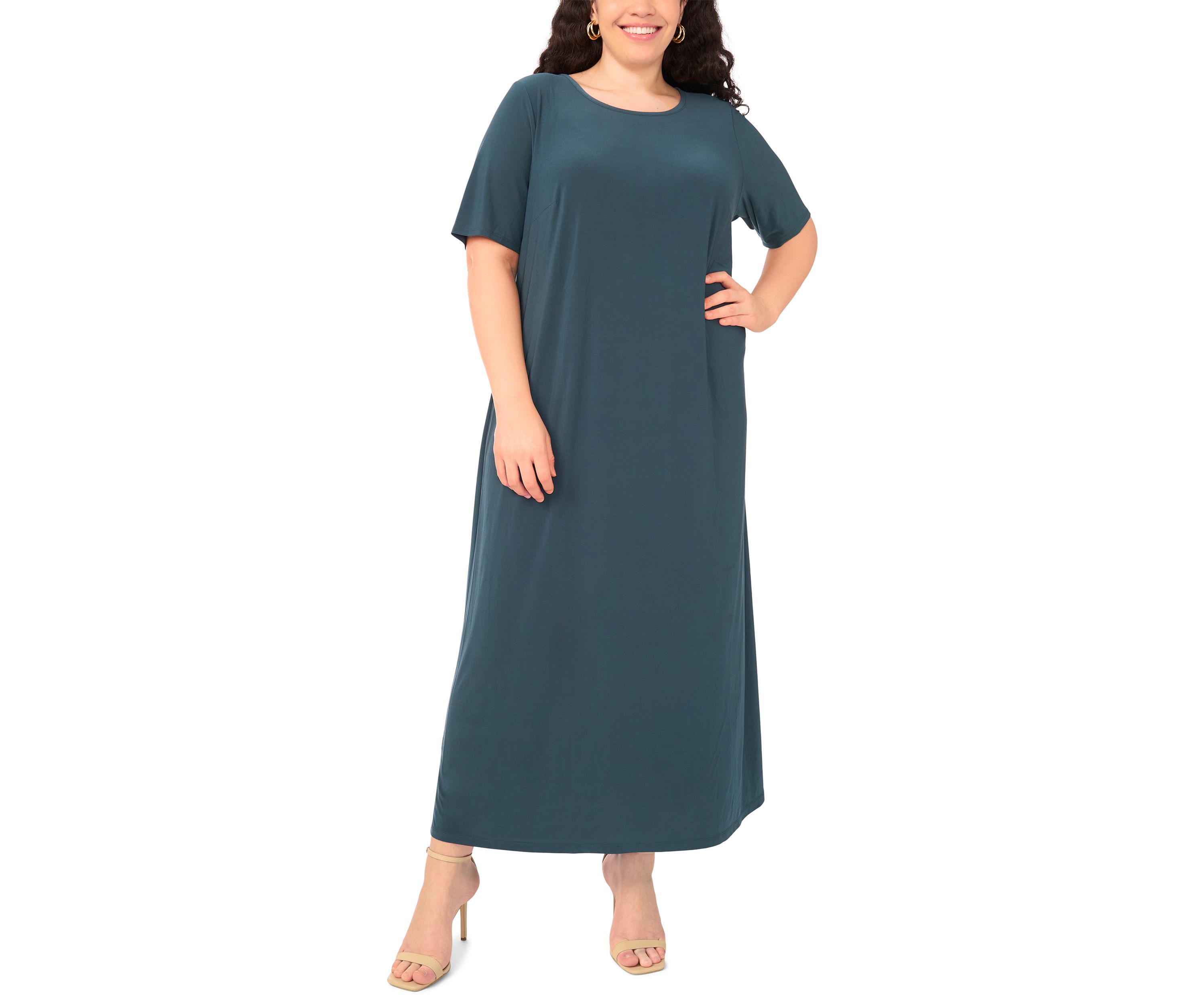 Plus Size Short Sleeve Crew Neck Maxi Dress