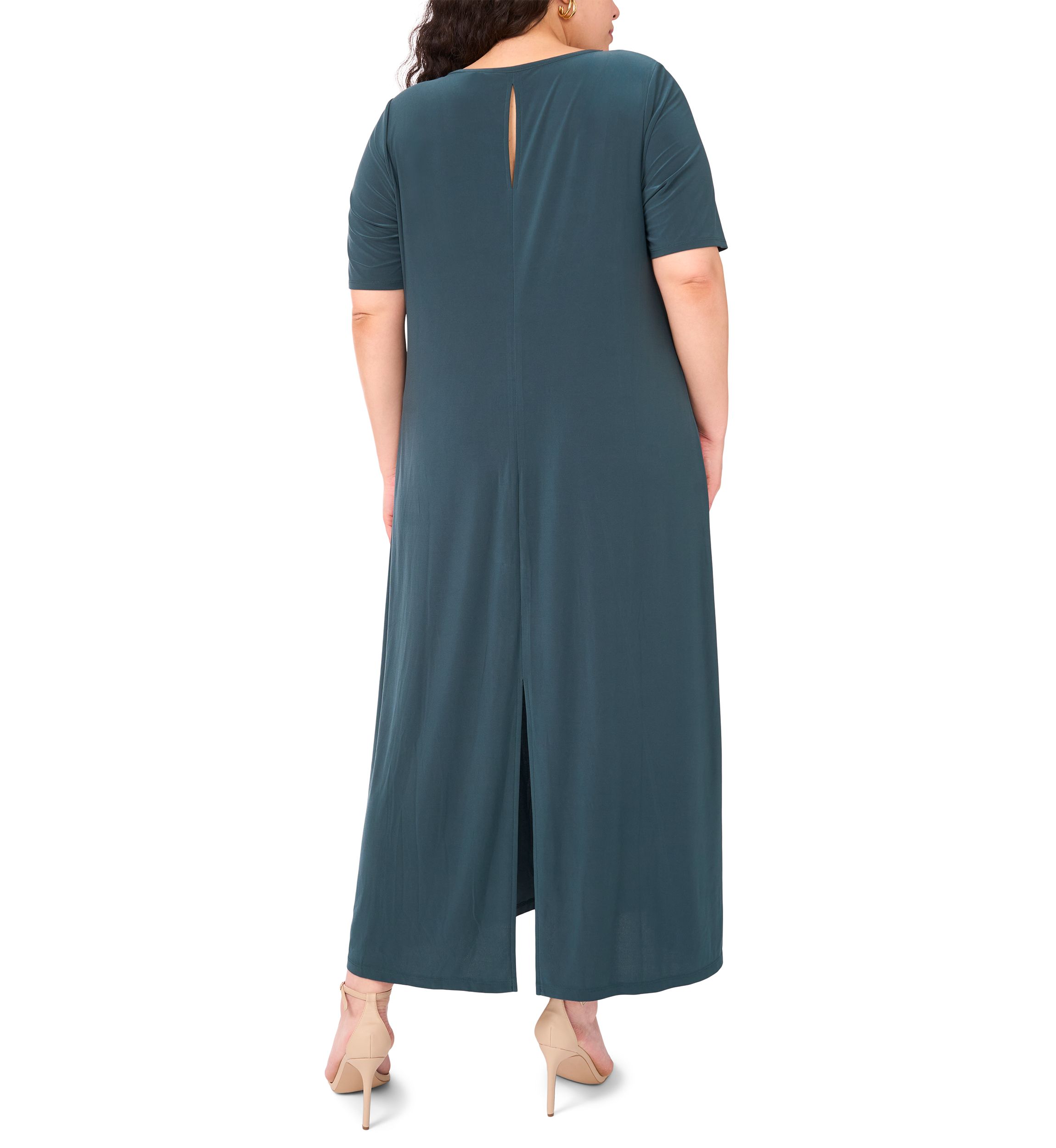 Plus Size Short Sleeve Crew Neck Maxi Dress