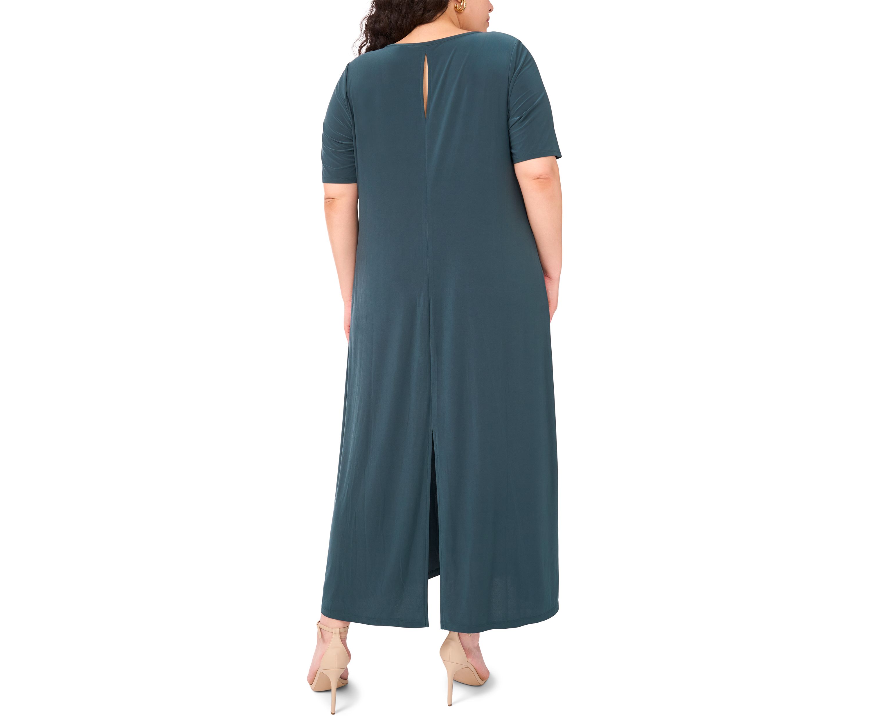 Plus Size Short Sleeve Crew Neck Maxi Dress