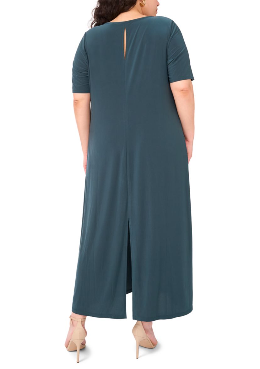 Plus Size Short Sleeve Crew Neck Maxi Dress