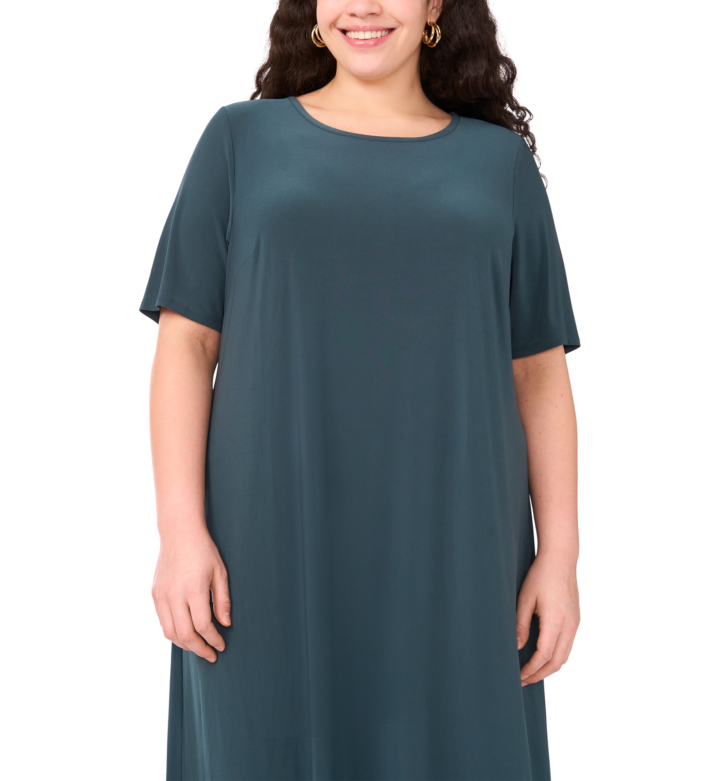 Plus Size Short Sleeve Crew Neck Maxi Dress