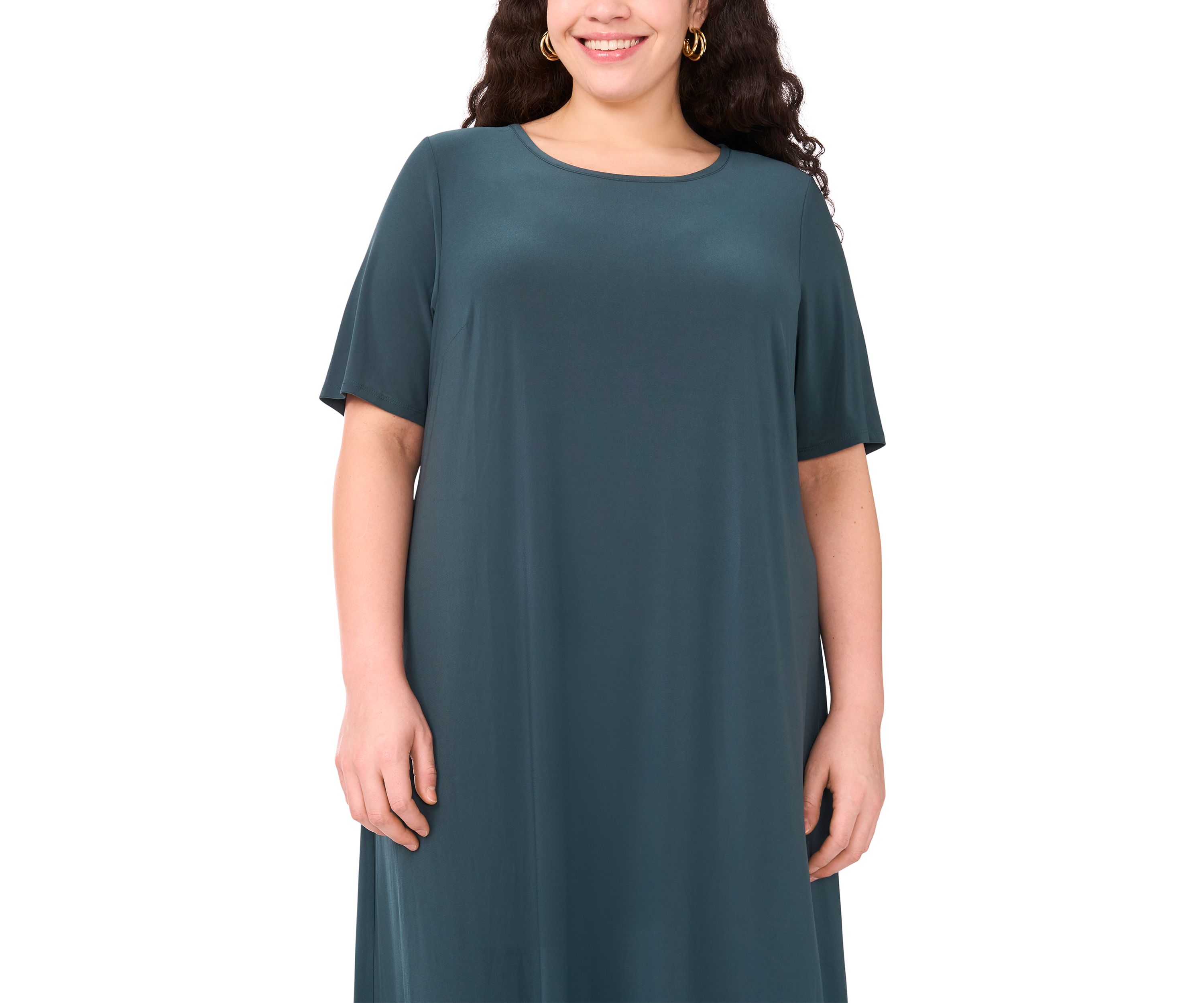 Plus Size Short Sleeve Crew Neck Maxi Dress