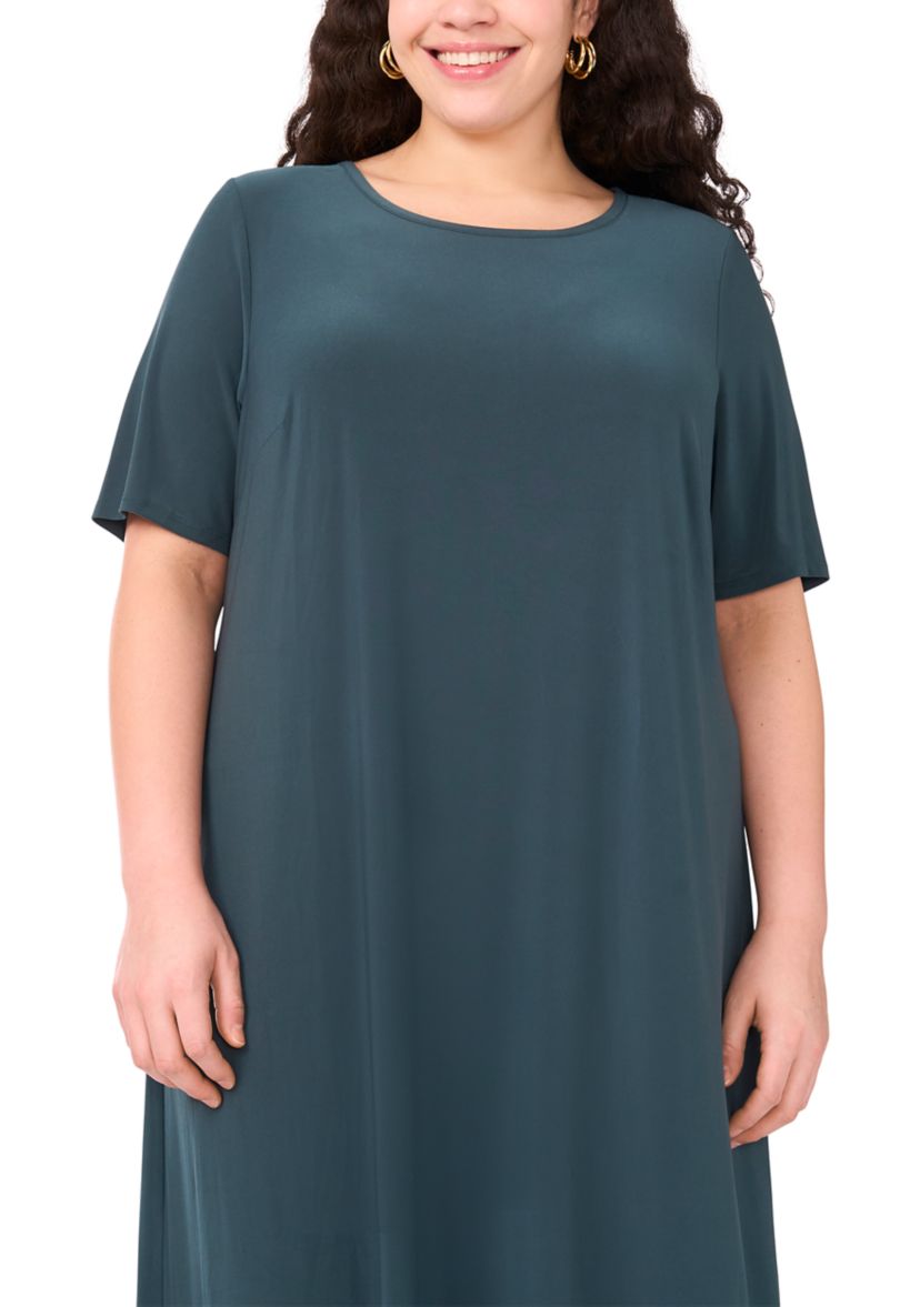 Plus Size Short Sleeve Crew Neck Maxi Dress