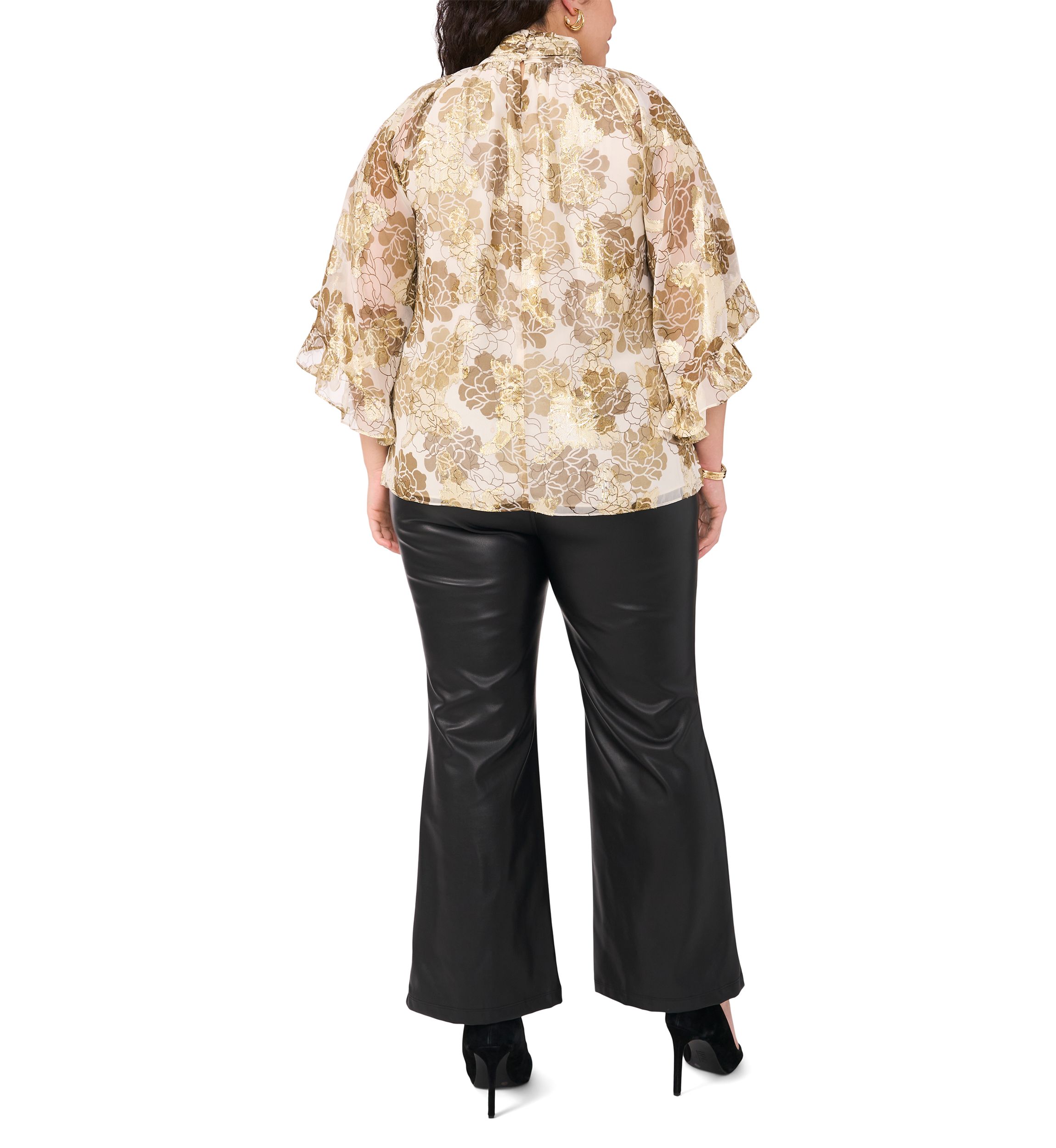 Plus Size Keyhole 3/4 Sleeve Blouse
