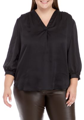 Vince Camuto V-neck Blouson Sleeve Top (Plus Size)