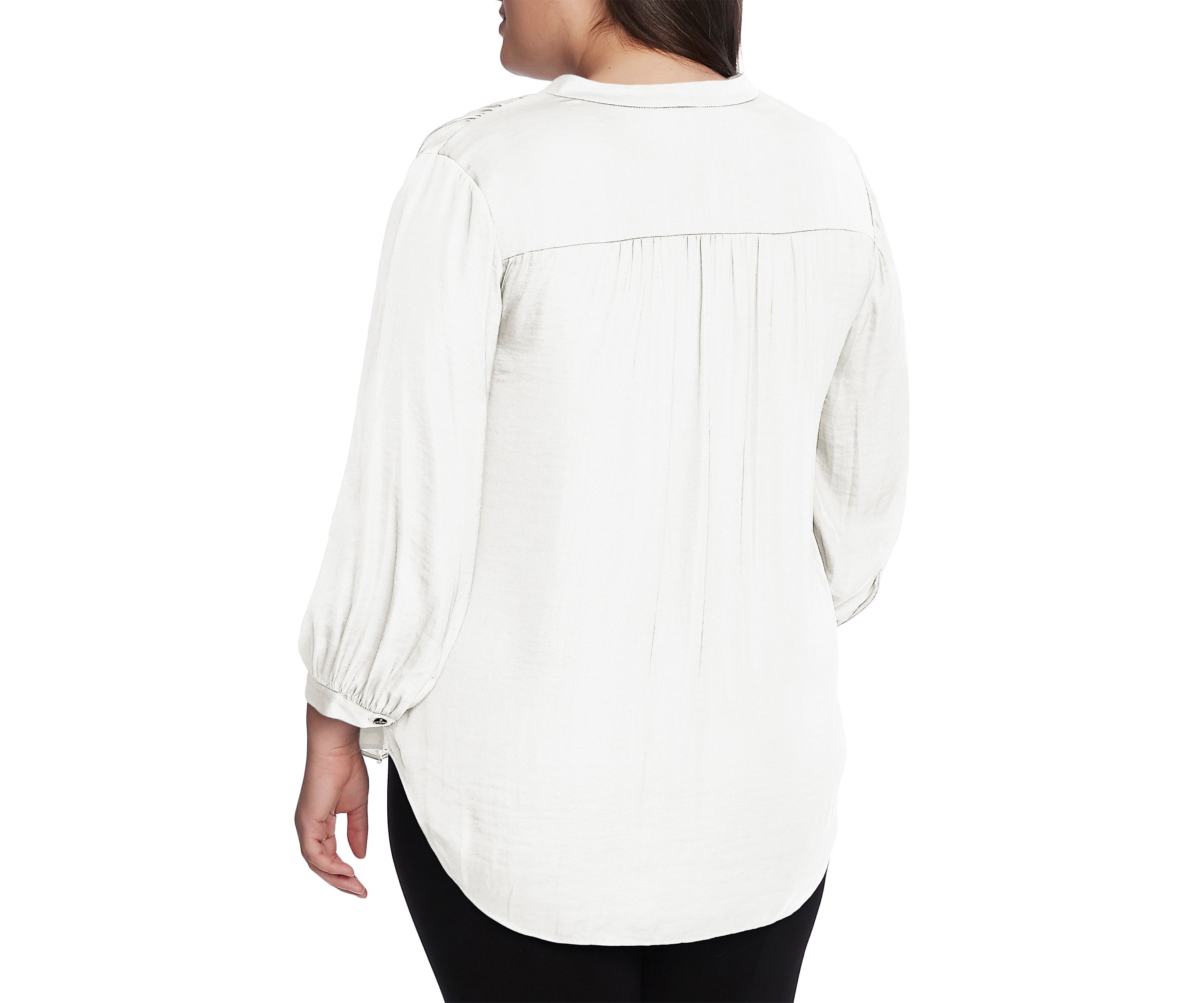 Plus Size 3/4 Sleeve V-Neck Rumple Top