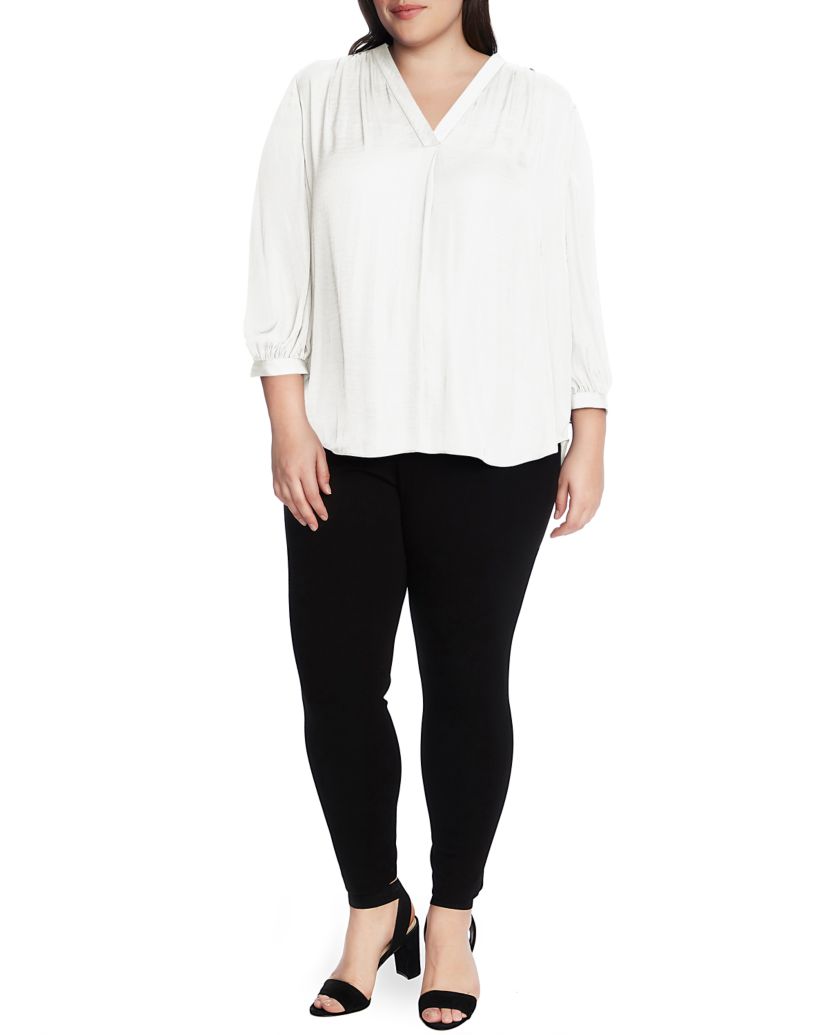 Plus Size 3/4 Sleeve V-Neck Rumple Top
