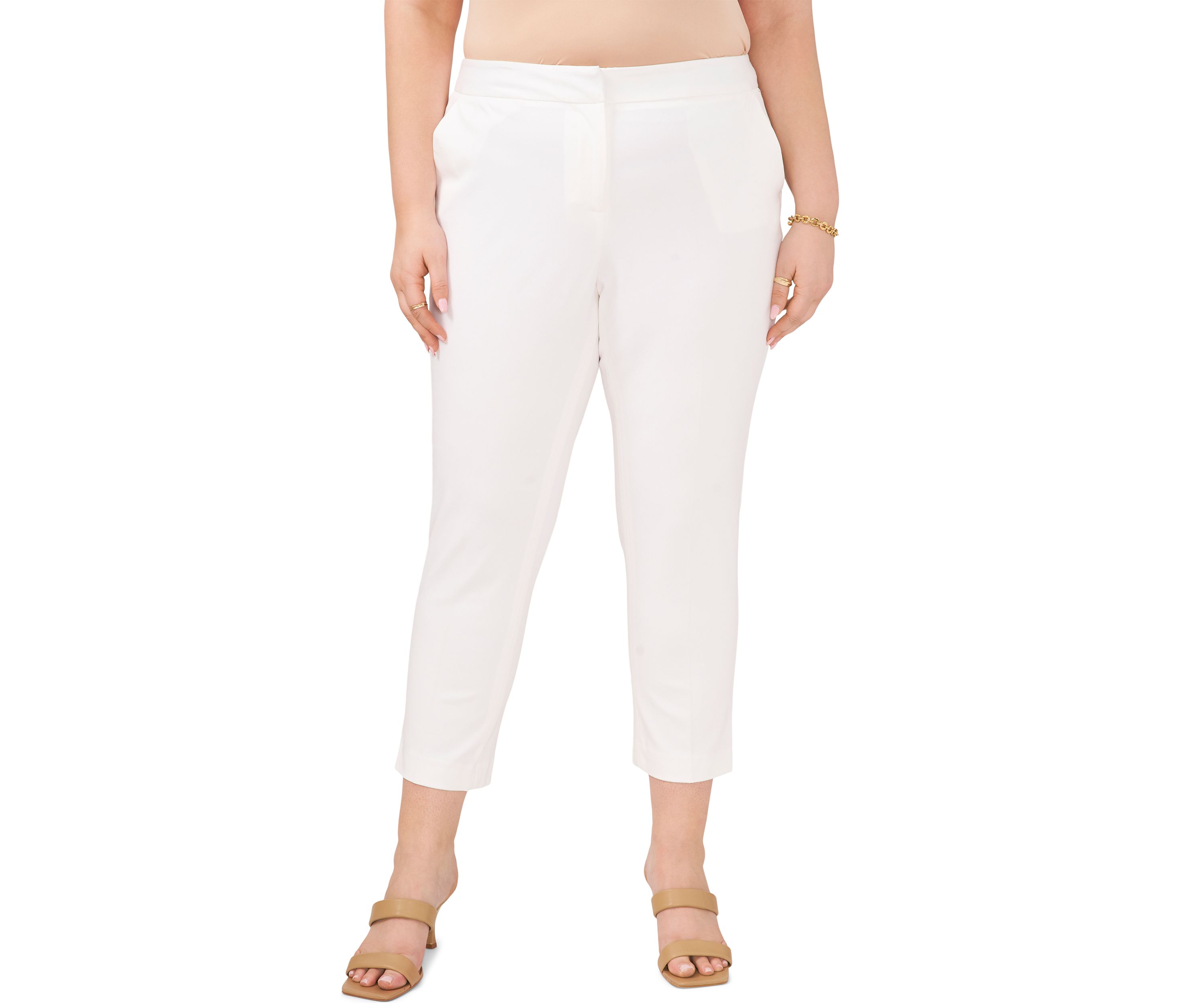 Plus Size Front Zip Stretch Twill Pants