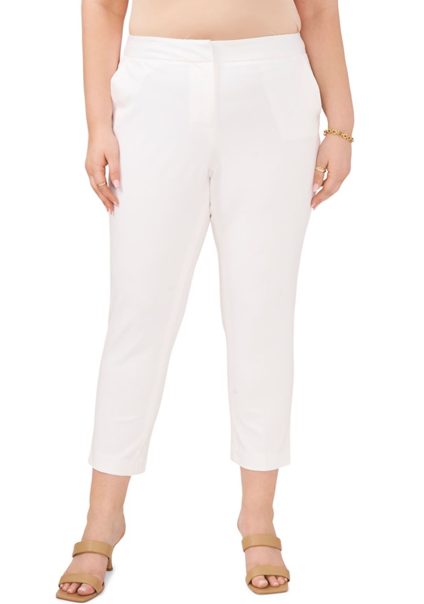 Plus Size Front Zip Stretch Twill Pants
