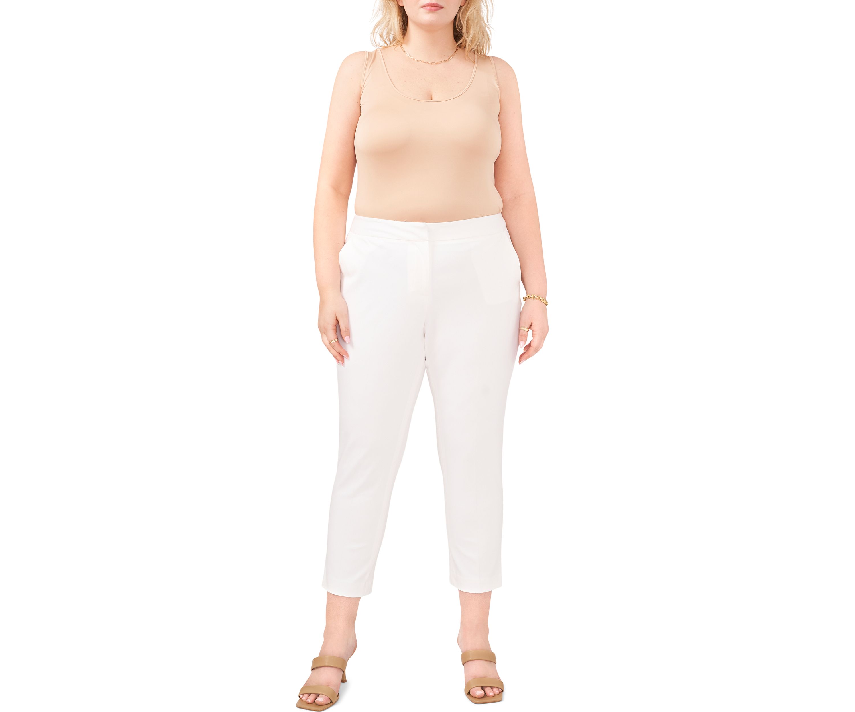 Plus Size Front Zip Stretch Twill Pants