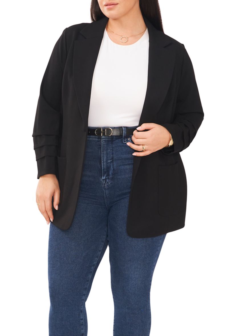 Plus Size Ruched Sleeve Blazer
