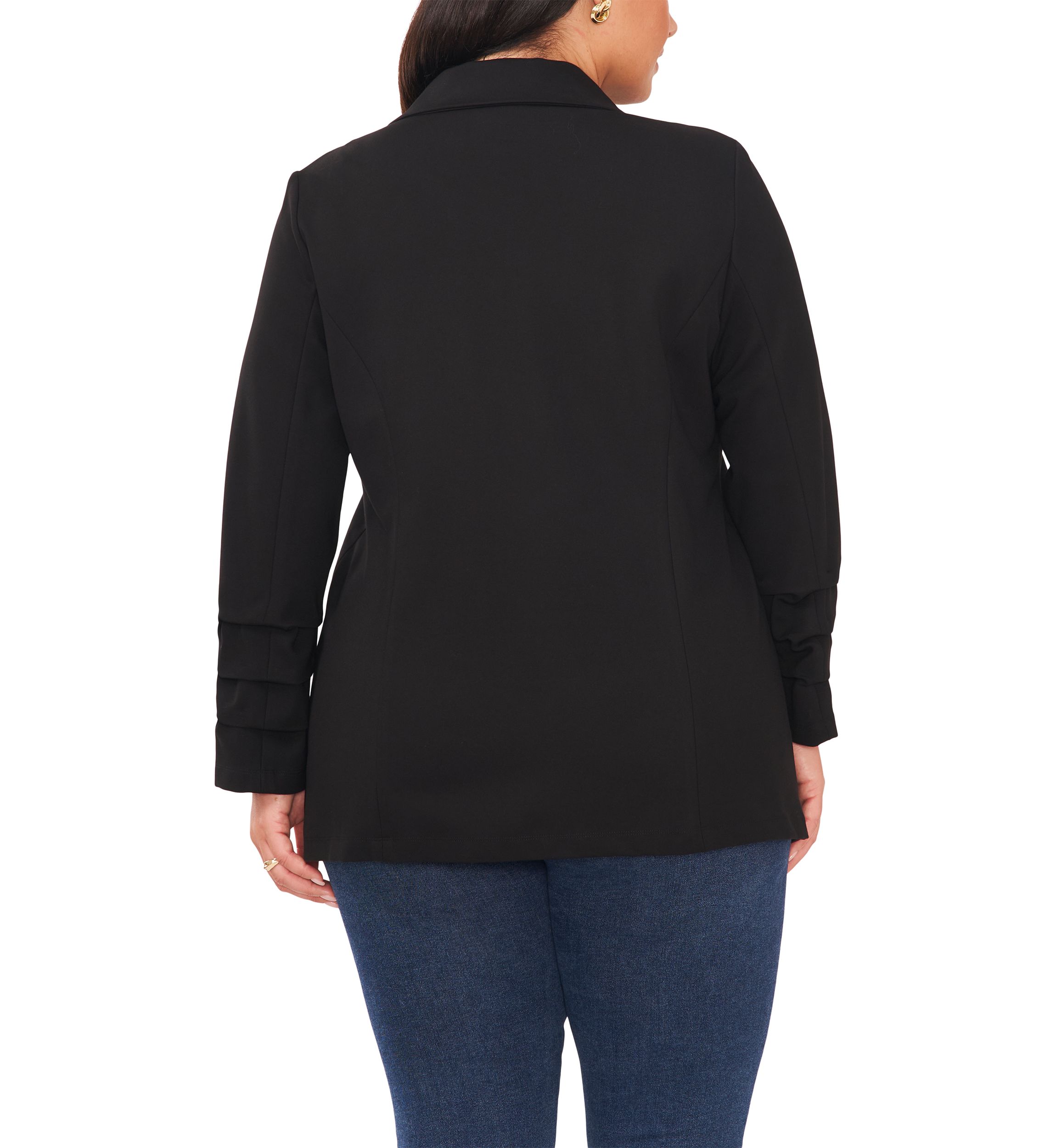 Plus Size Ruched Sleeve Blazer
