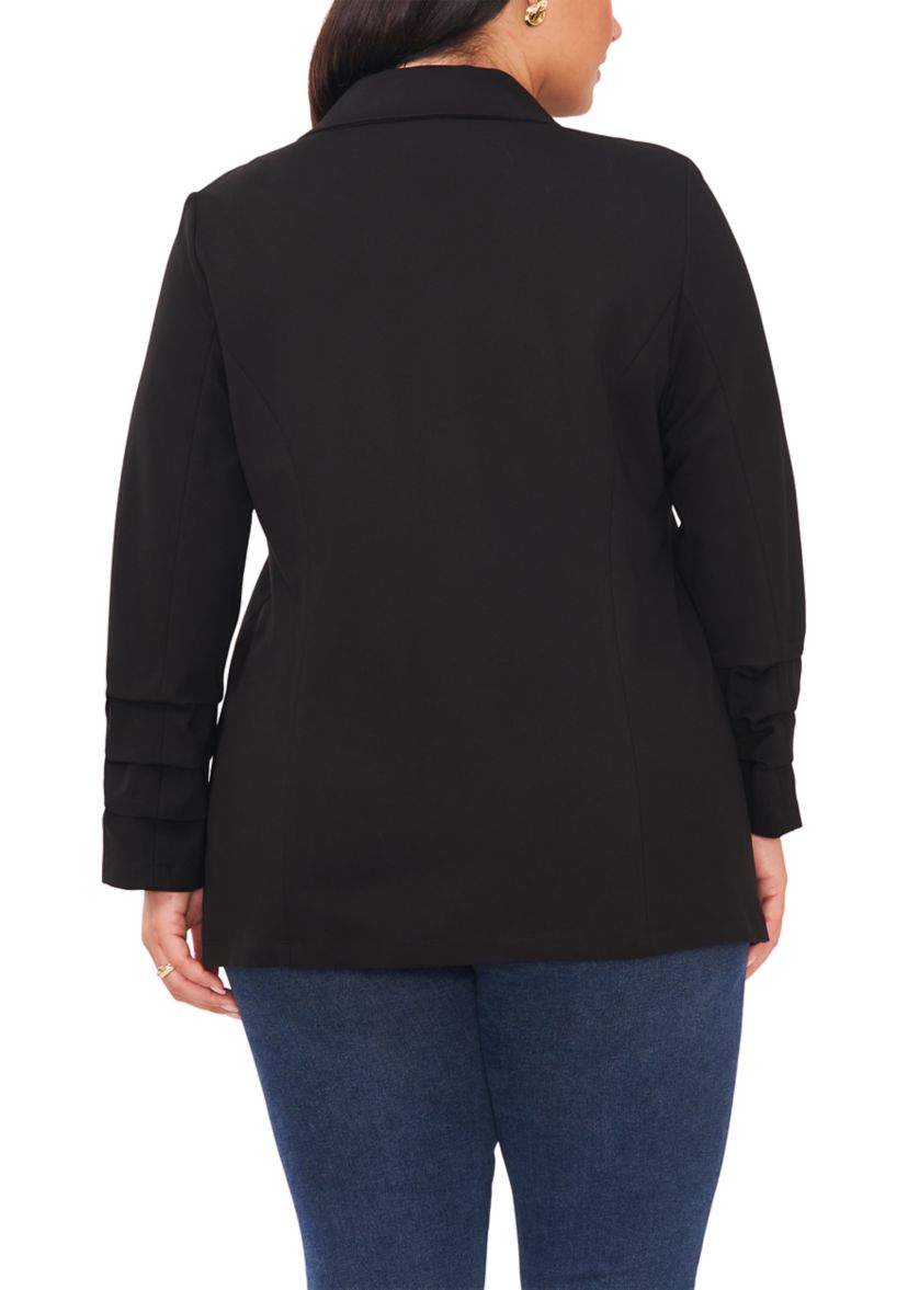 Plus Size Ruched Sleeve Blazer