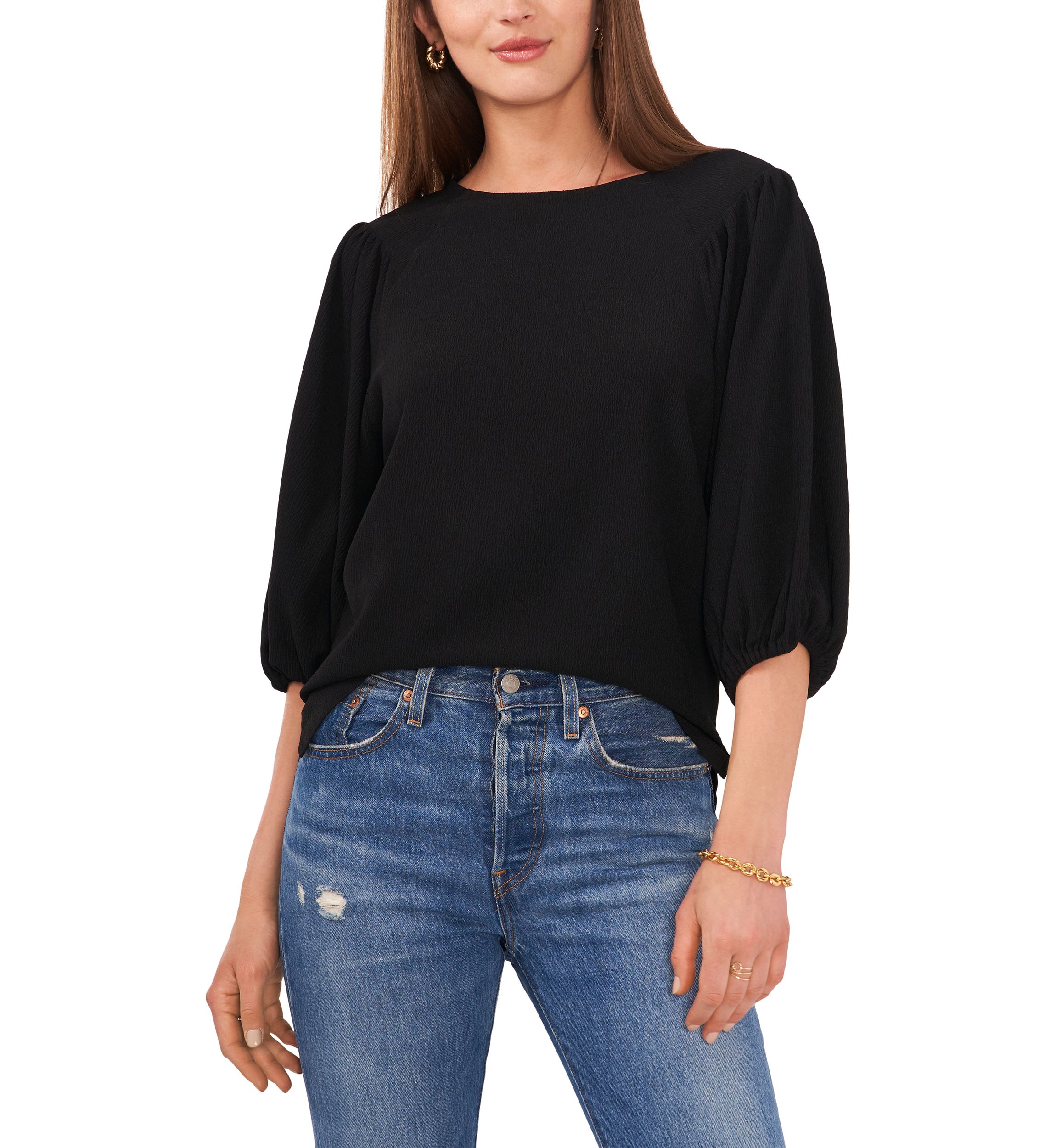 Petite Puff Sleeve Knit Top 