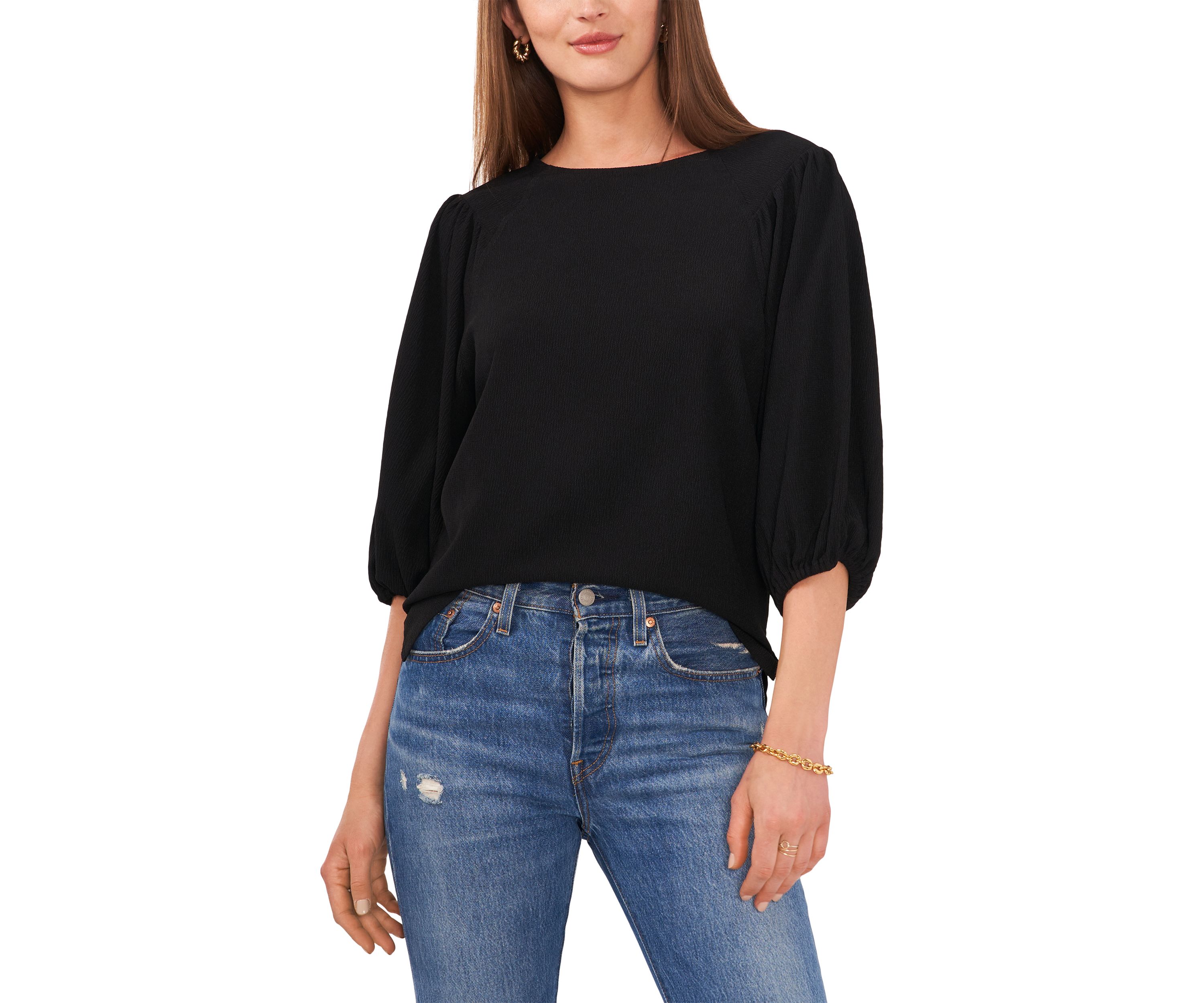 Petite Puff Sleeve Knit Top 