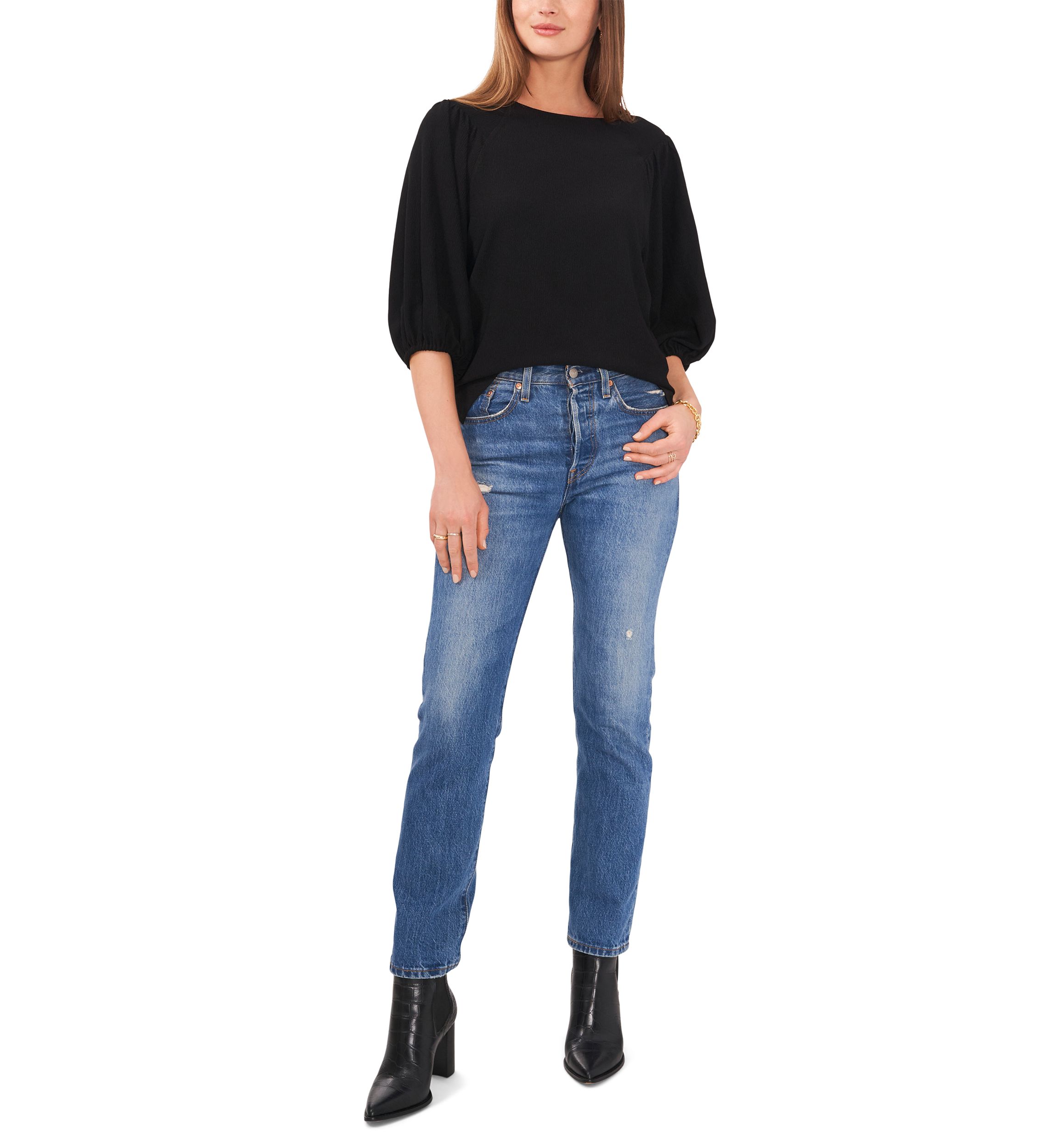 Petite Puff Sleeve Knit Top 