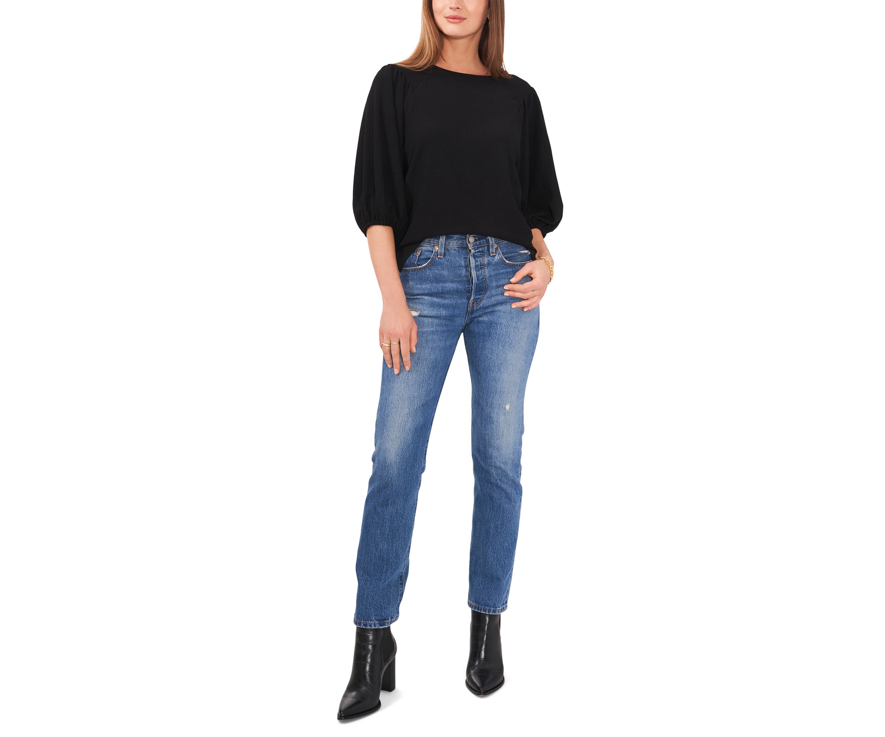 Petite Puff Sleeve Knit Top 