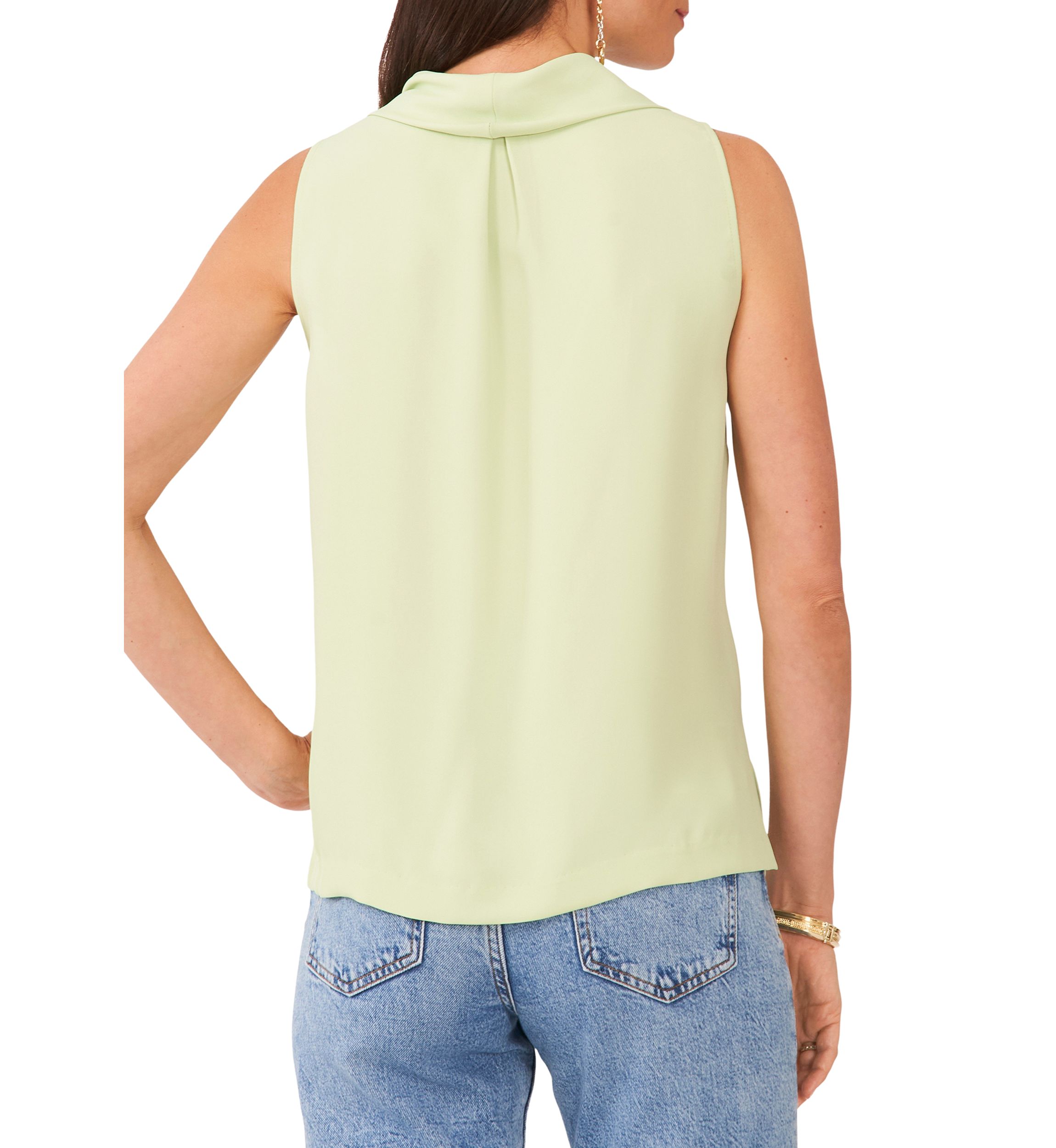 Petite Sleeveless Cowl Neck Blouse