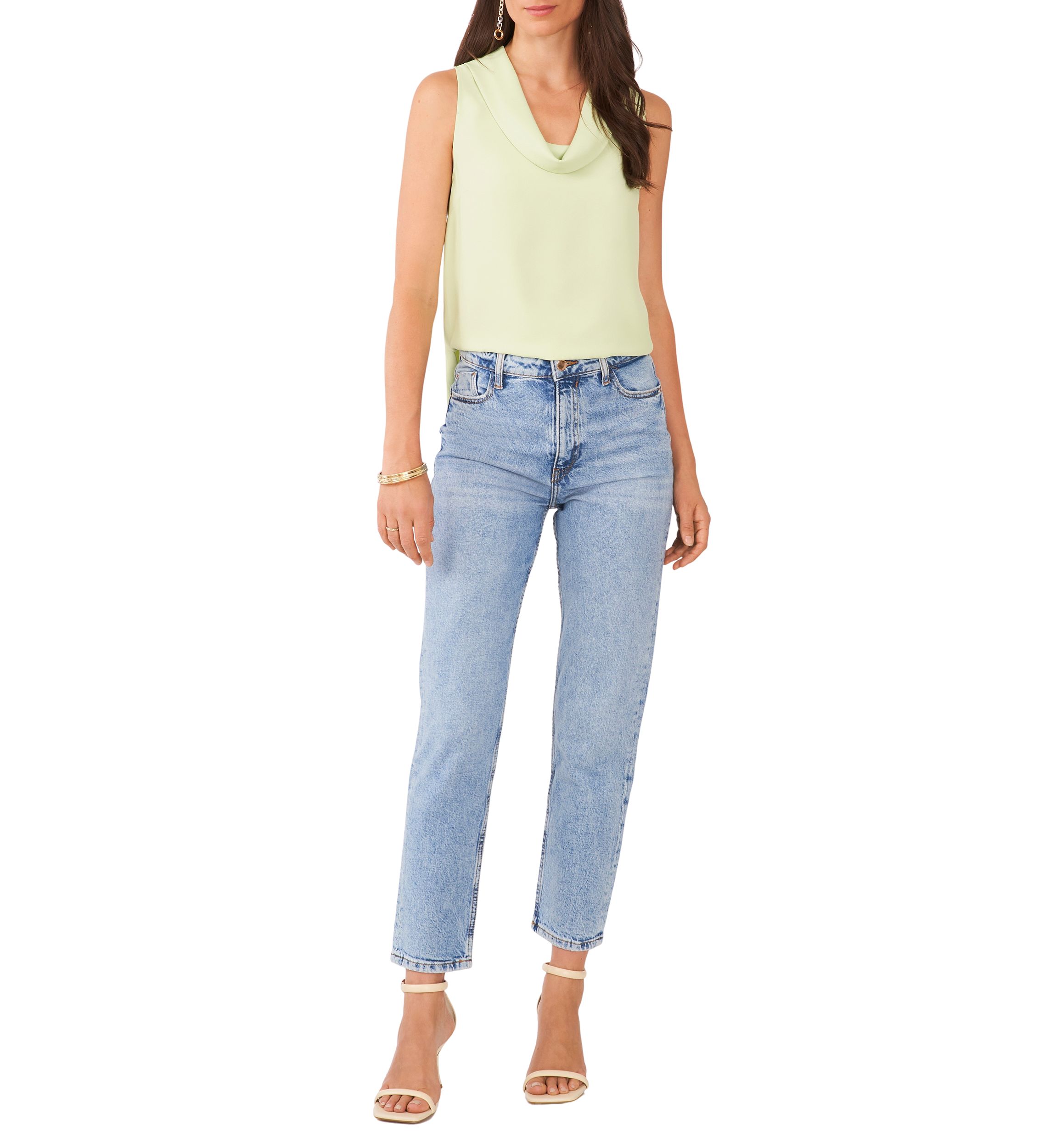 Petite Sleeveless Cowl Neck Blouse