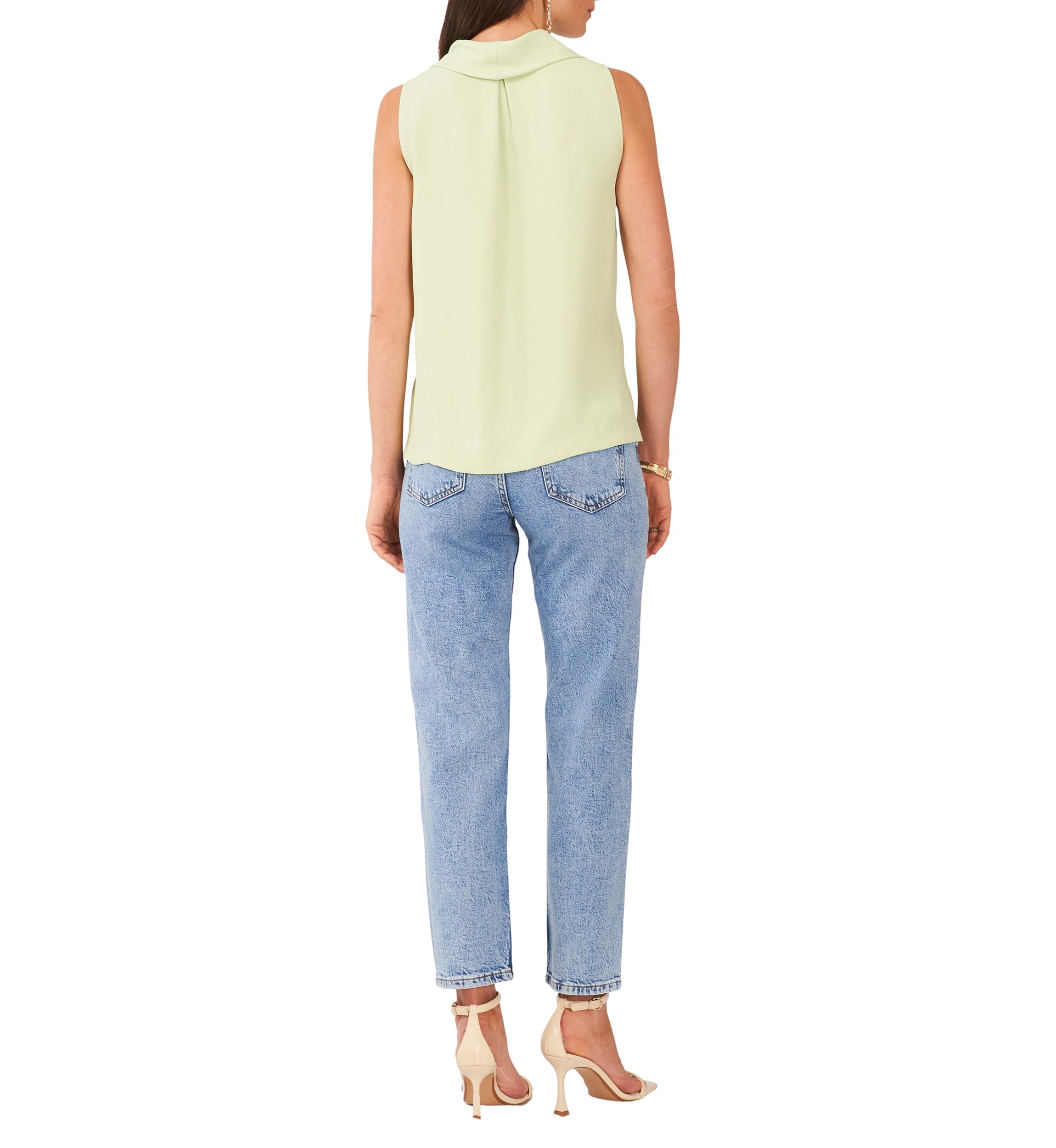 Petite Sleeveless Cowl Neck Blouse