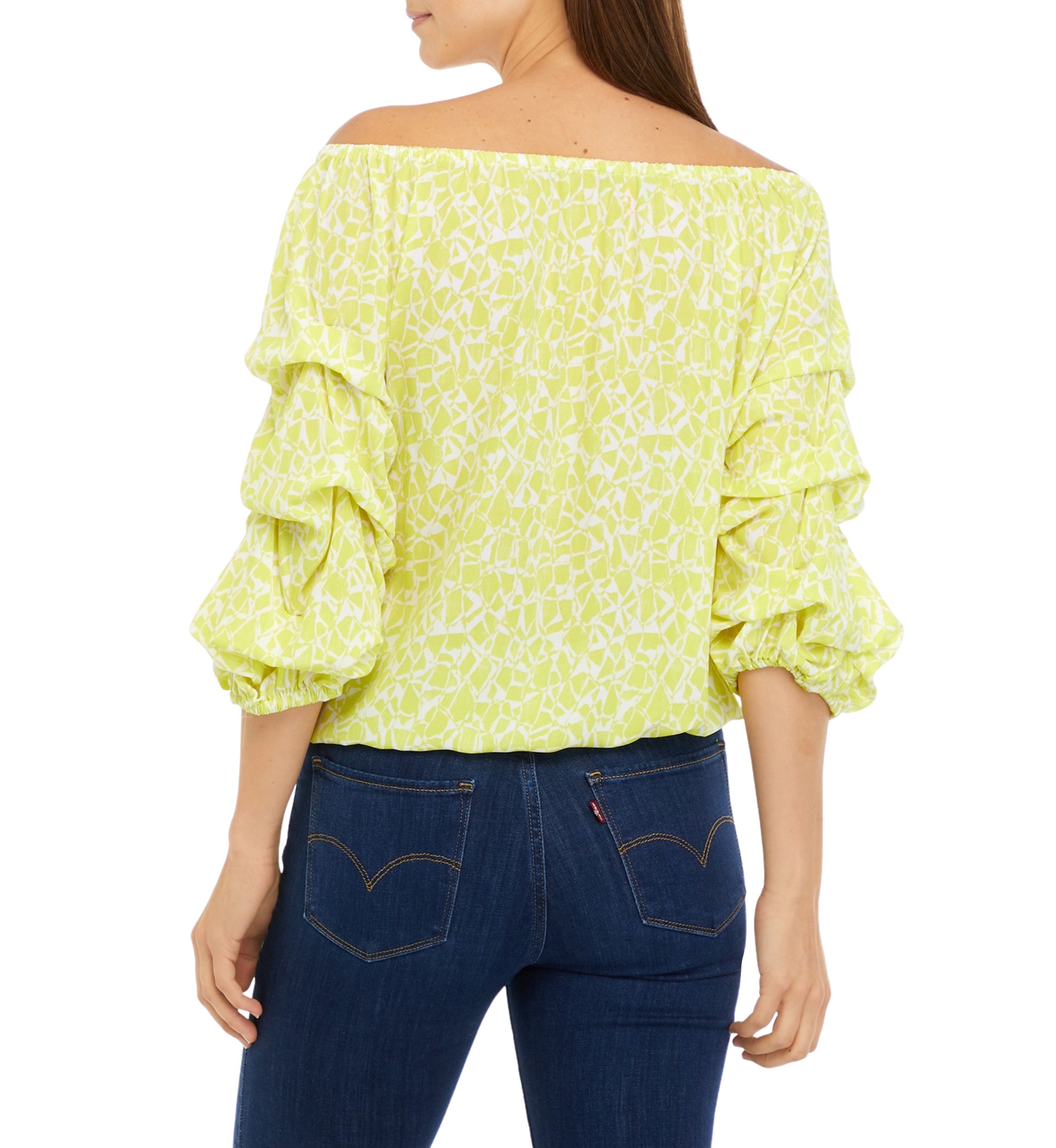 Petite Bubble Sleeve Blouse with Tie