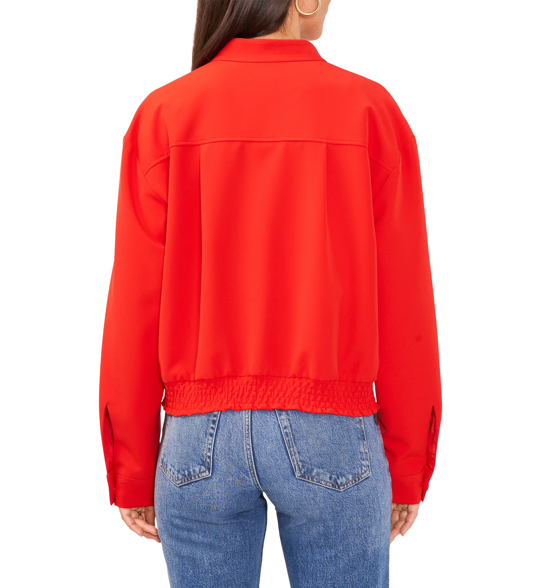 Petite Oversized Bomber Jacket with Hidden Placket 
