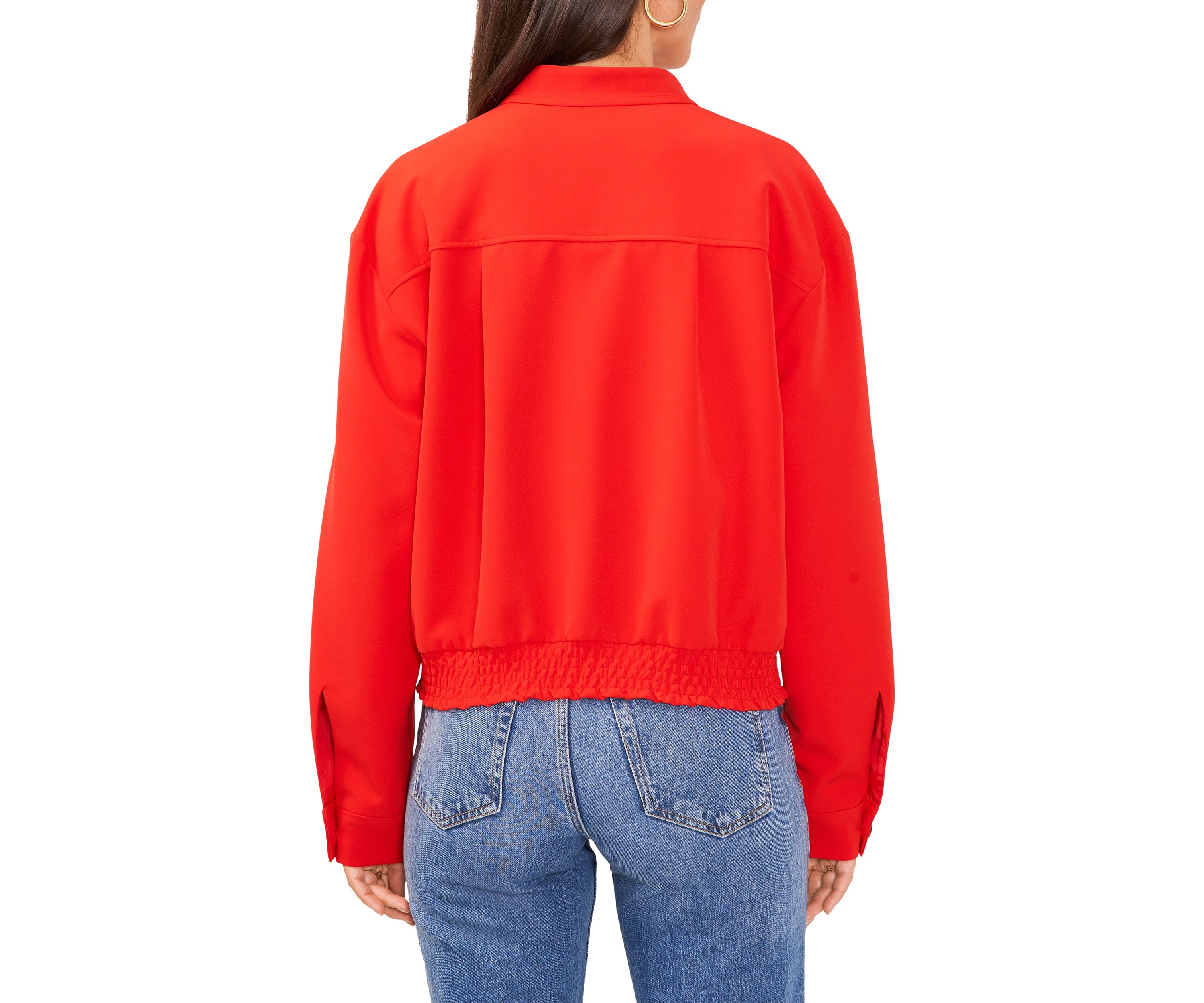 Petite Oversized Bomber Jacket with Hidden Placket 