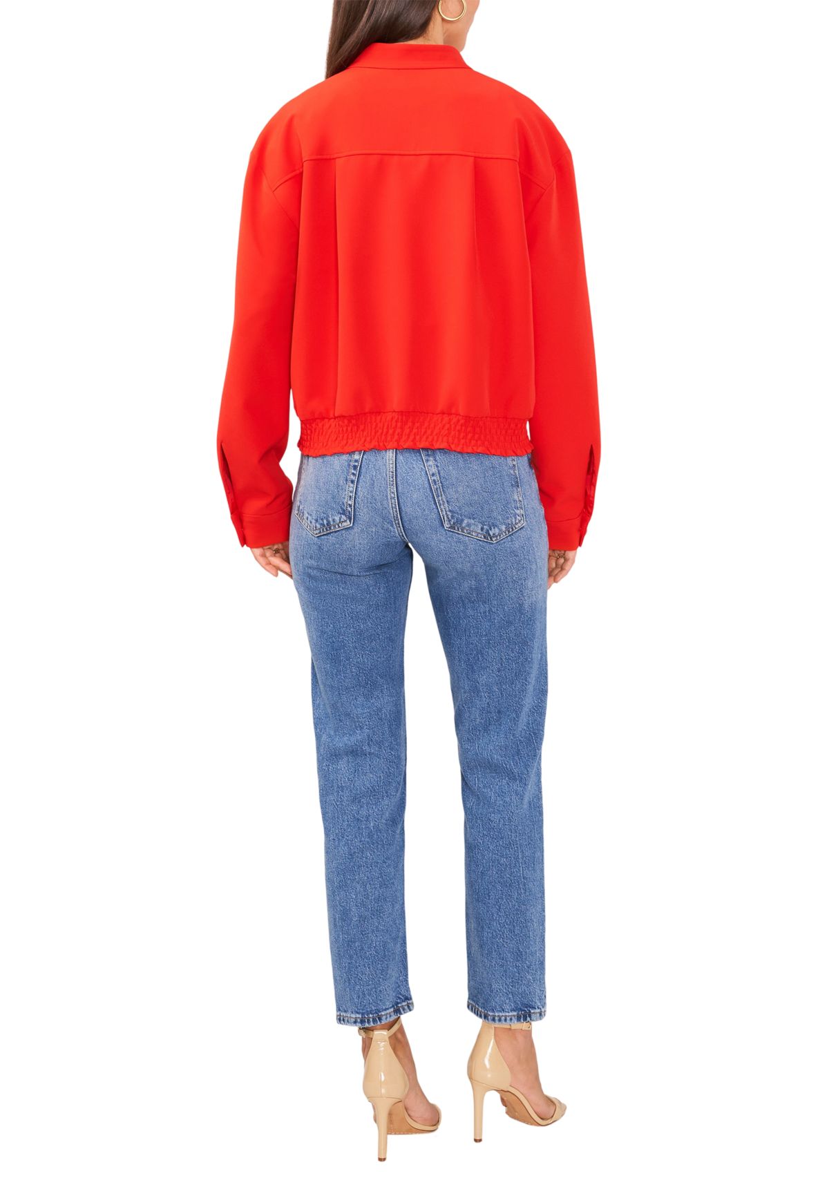 Petite Oversized Bomber Jacket with Hidden Placket 