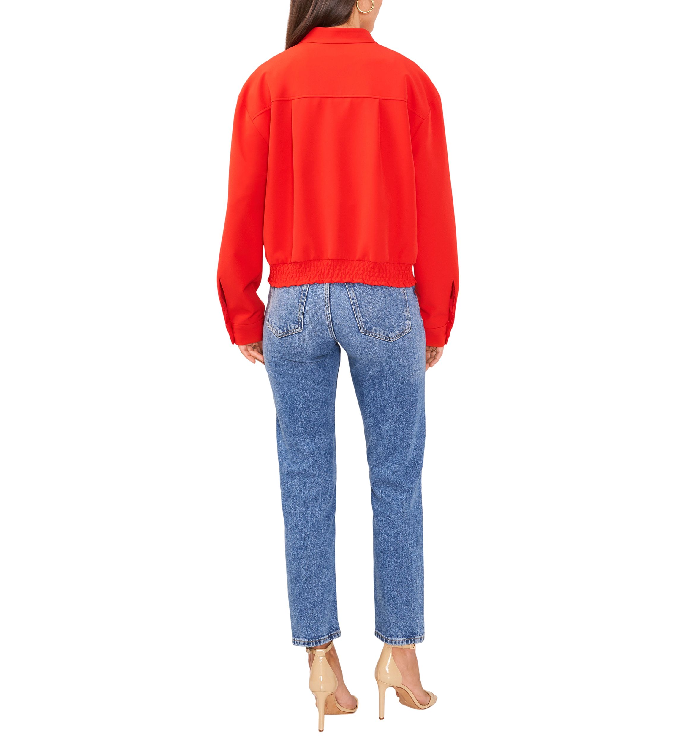 Petite Oversized Bomber Jacket with Hidden Placket 