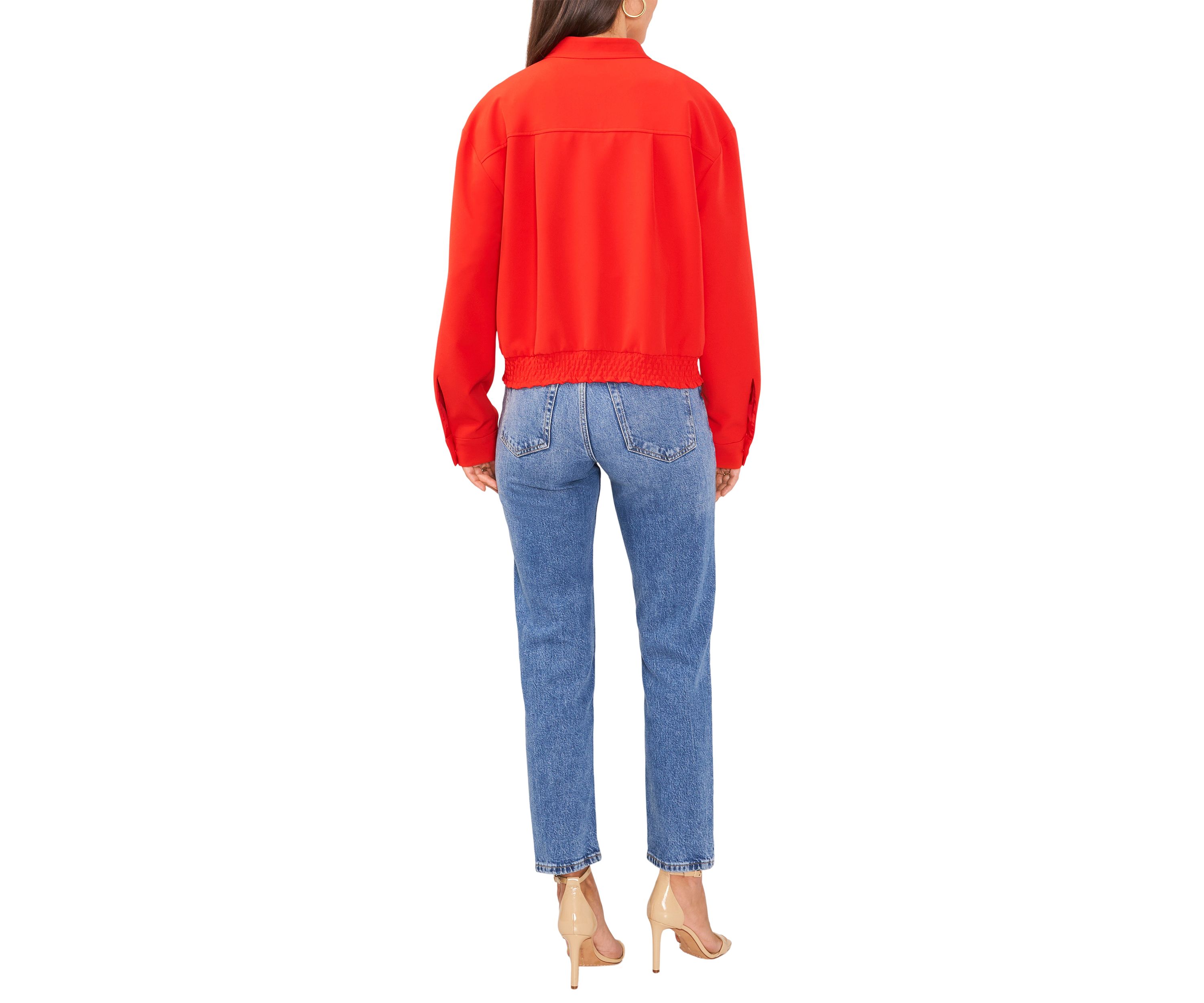 Petite Oversized Bomber Jacket with Hidden Placket 