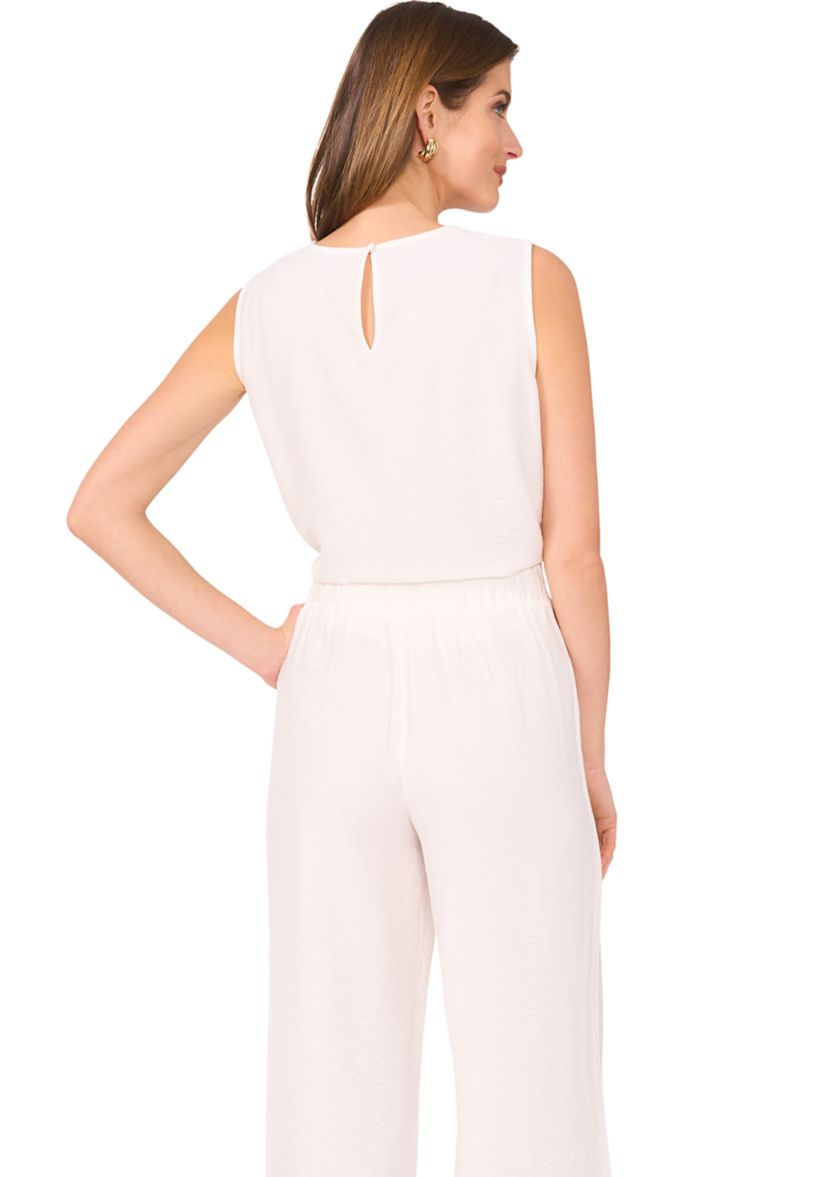 Petite Sleeveless Crew Neck Blouse