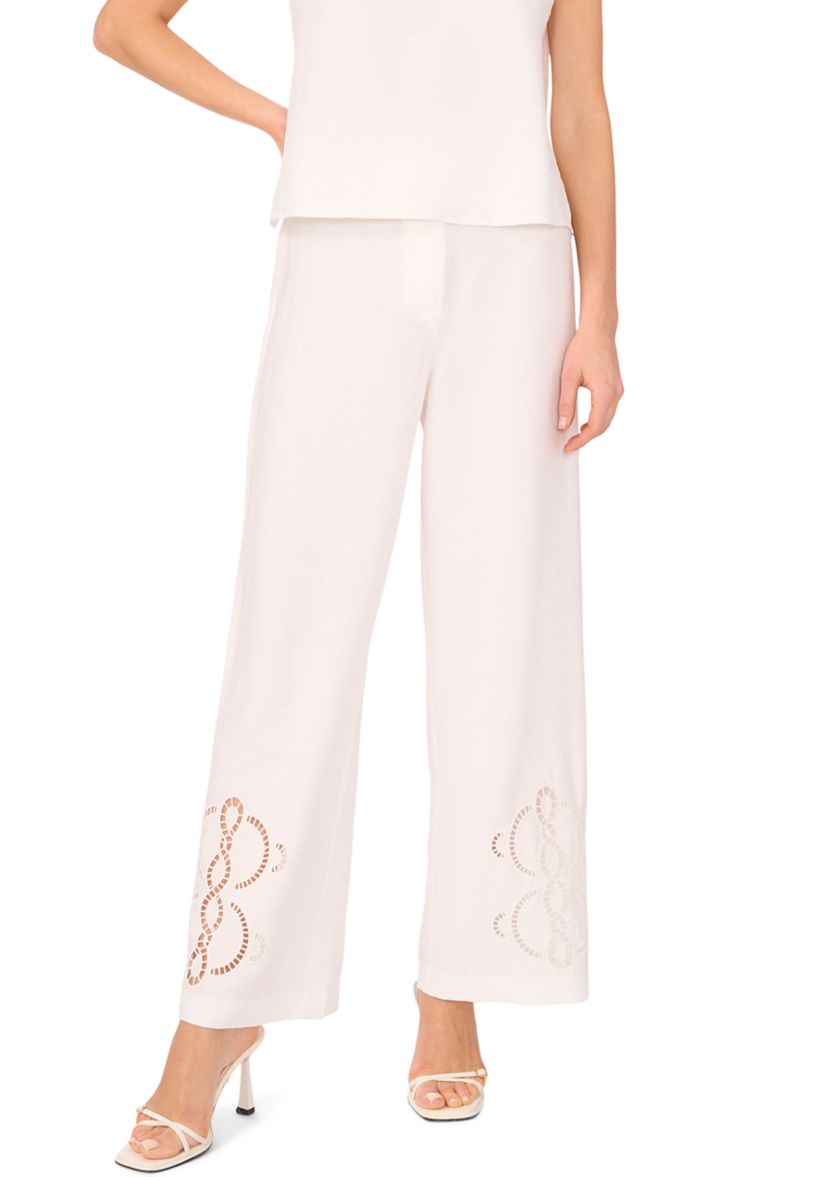 Petite Wide Leg Side Pocket Trim Pants 