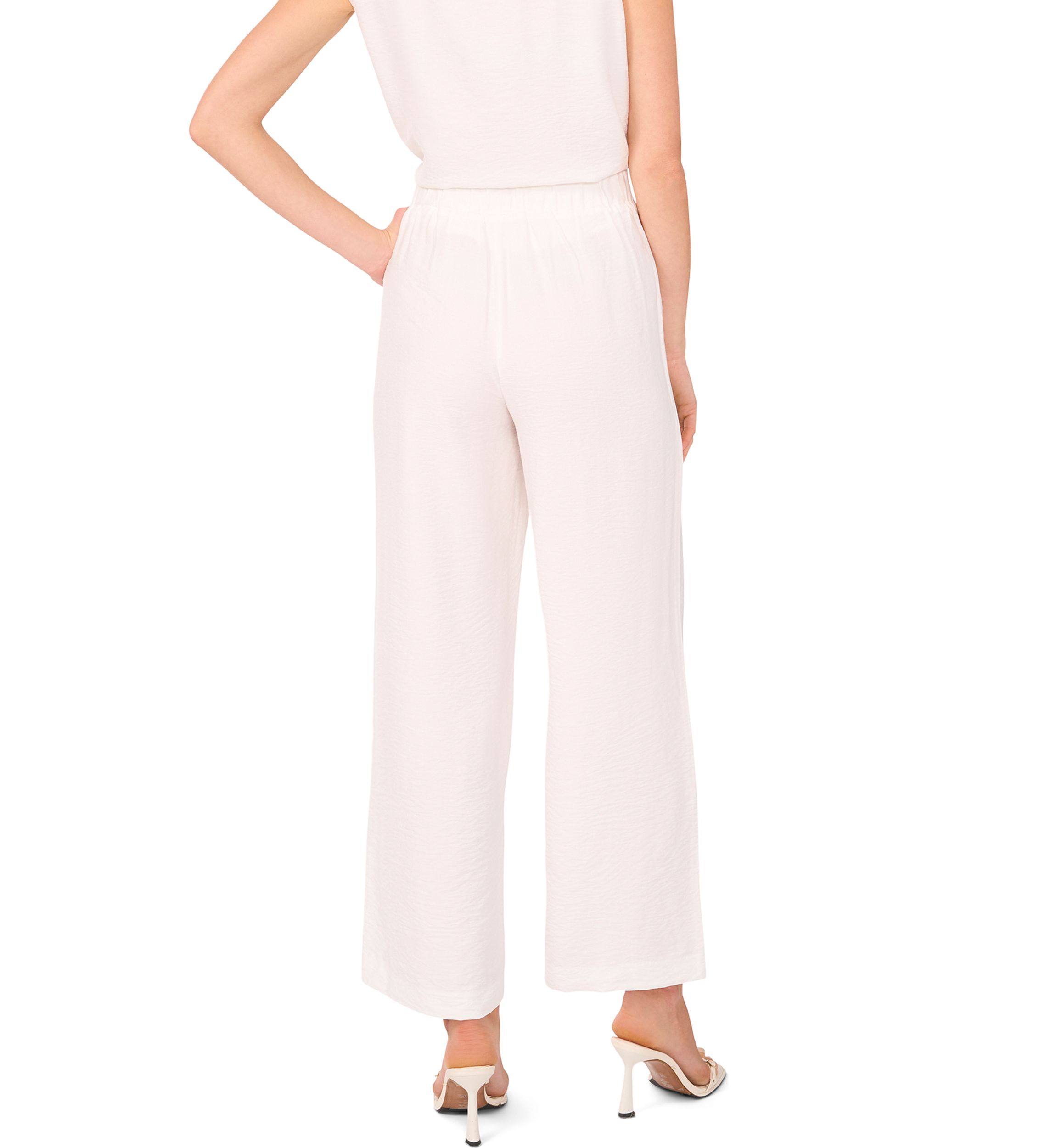 Petite Wide Leg Side Pocket Trim Pants 