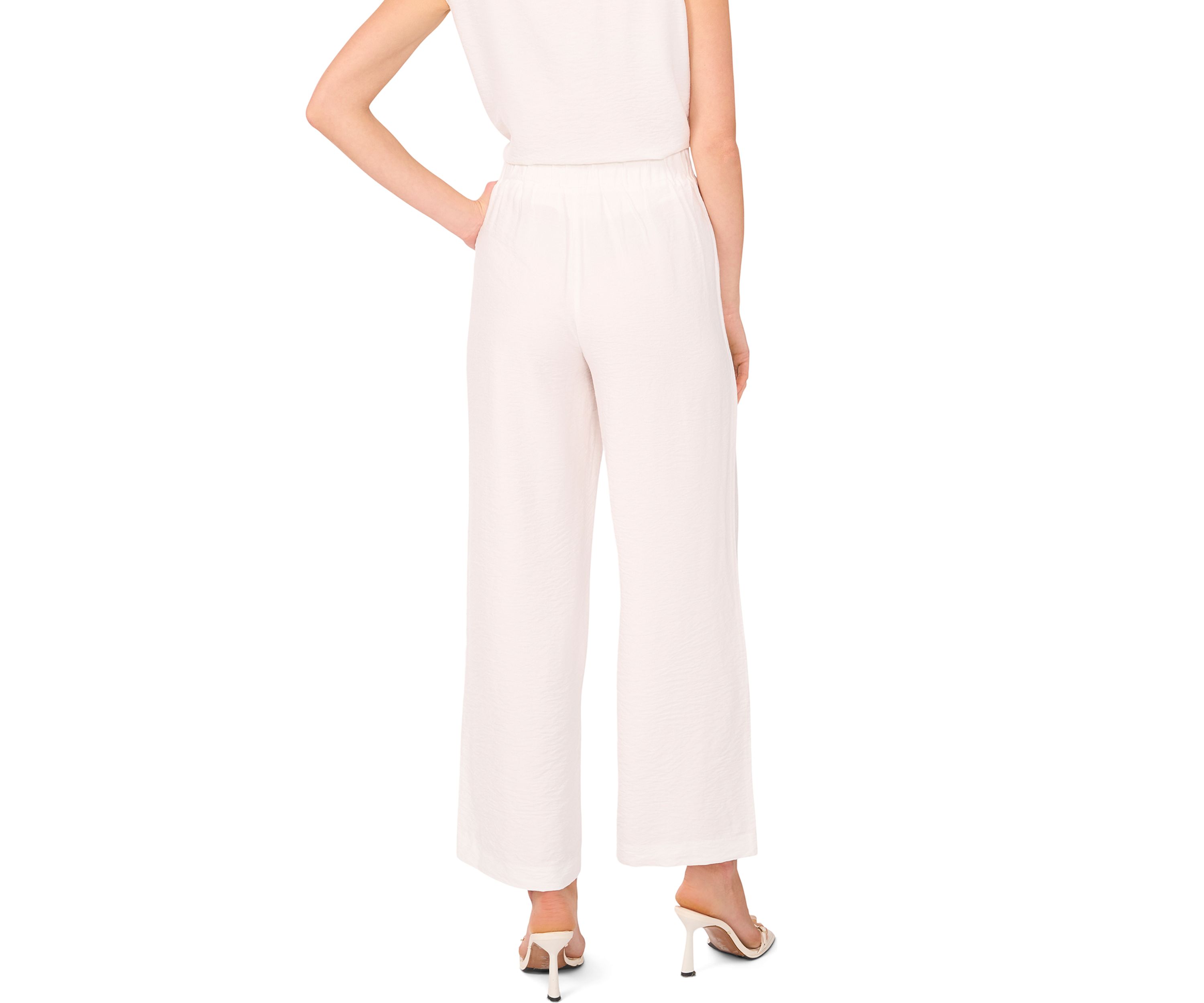 Petite Wide Leg Side Pocket Trim Pants 