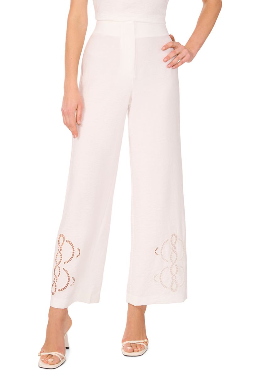 Petite Wide Leg Side Pocket Trim Pants 