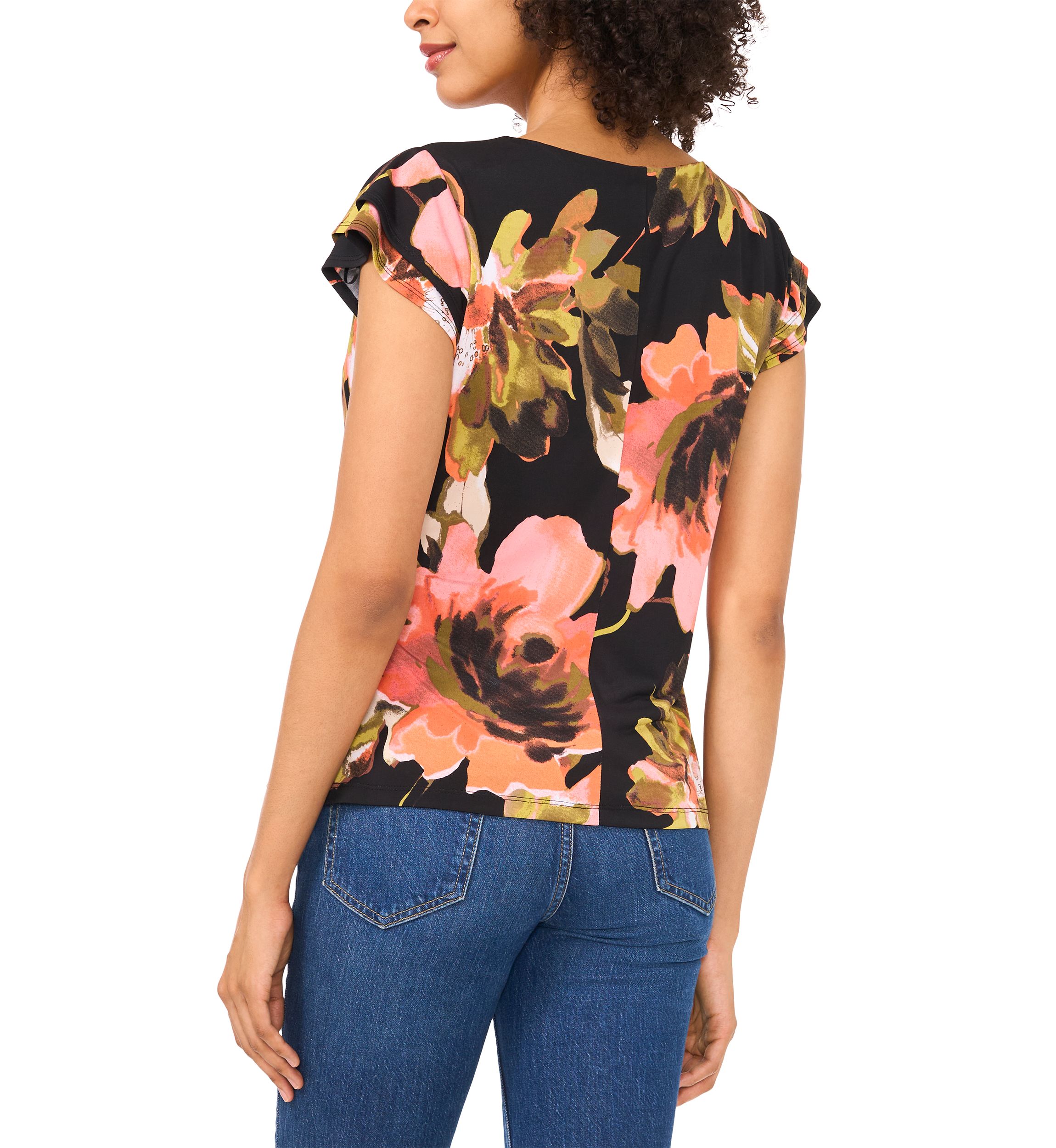 Petite Floral Surplice Top 