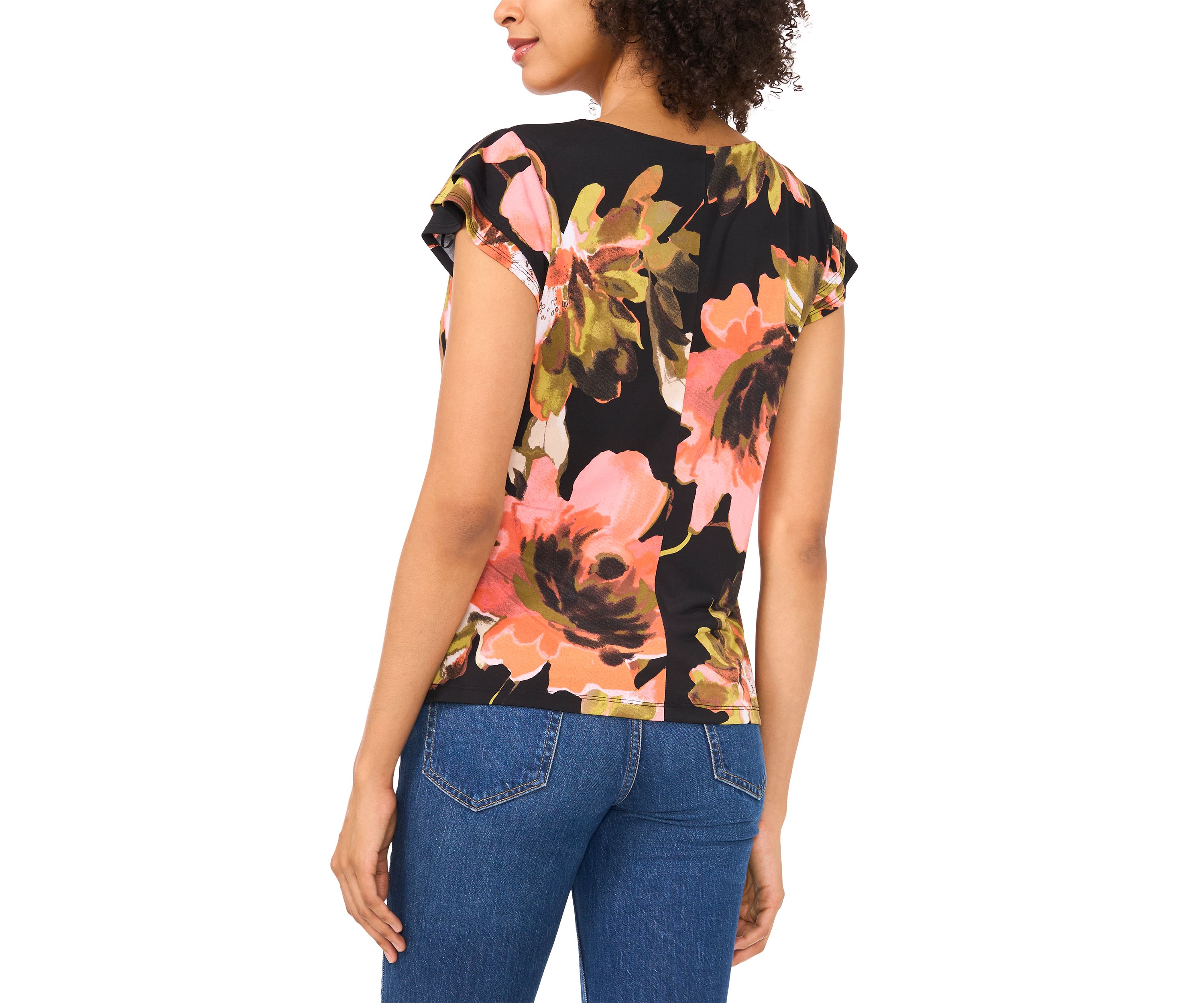 Petite Floral Surplice Top 