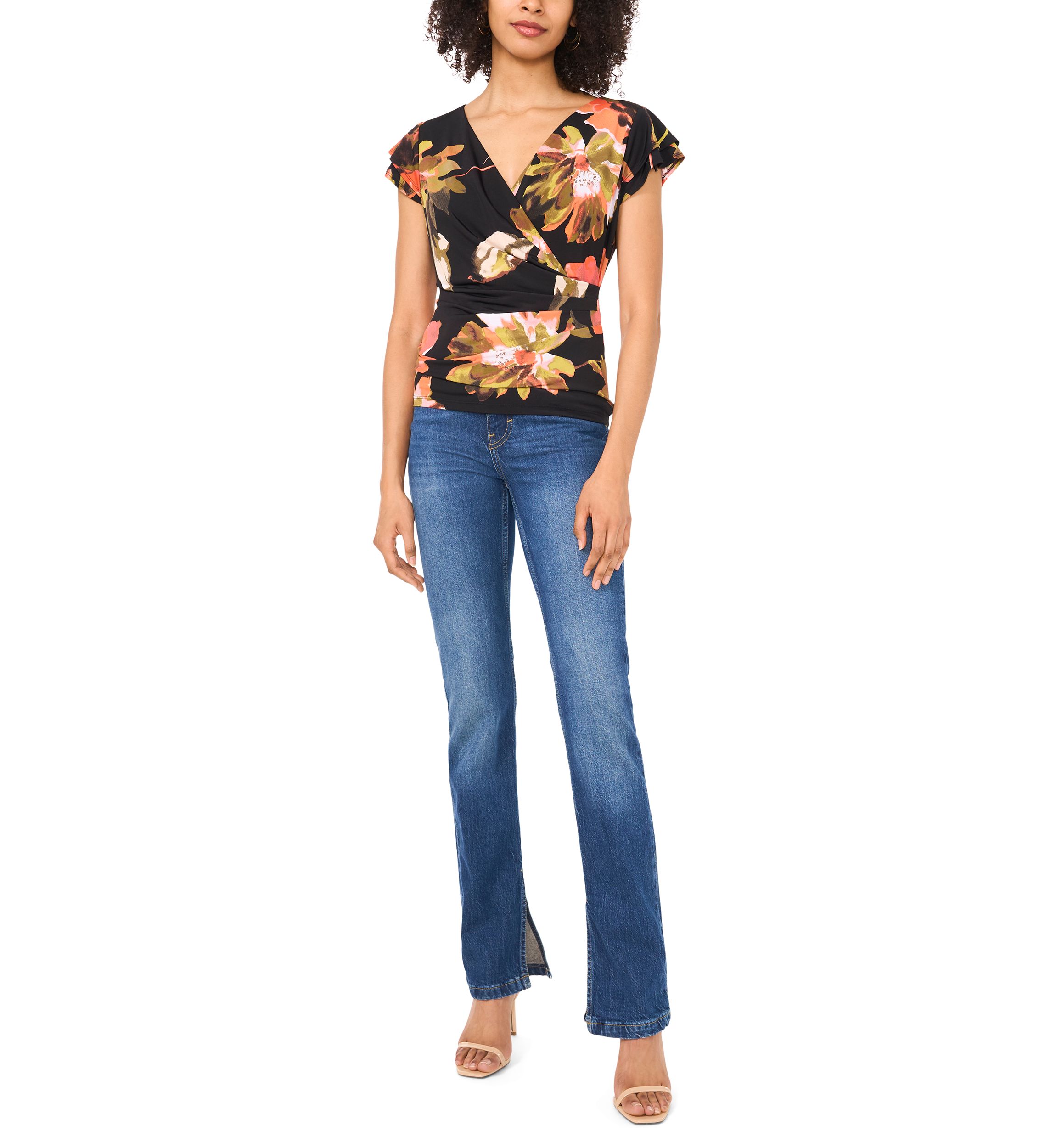 Petite Floral Surplice Top 