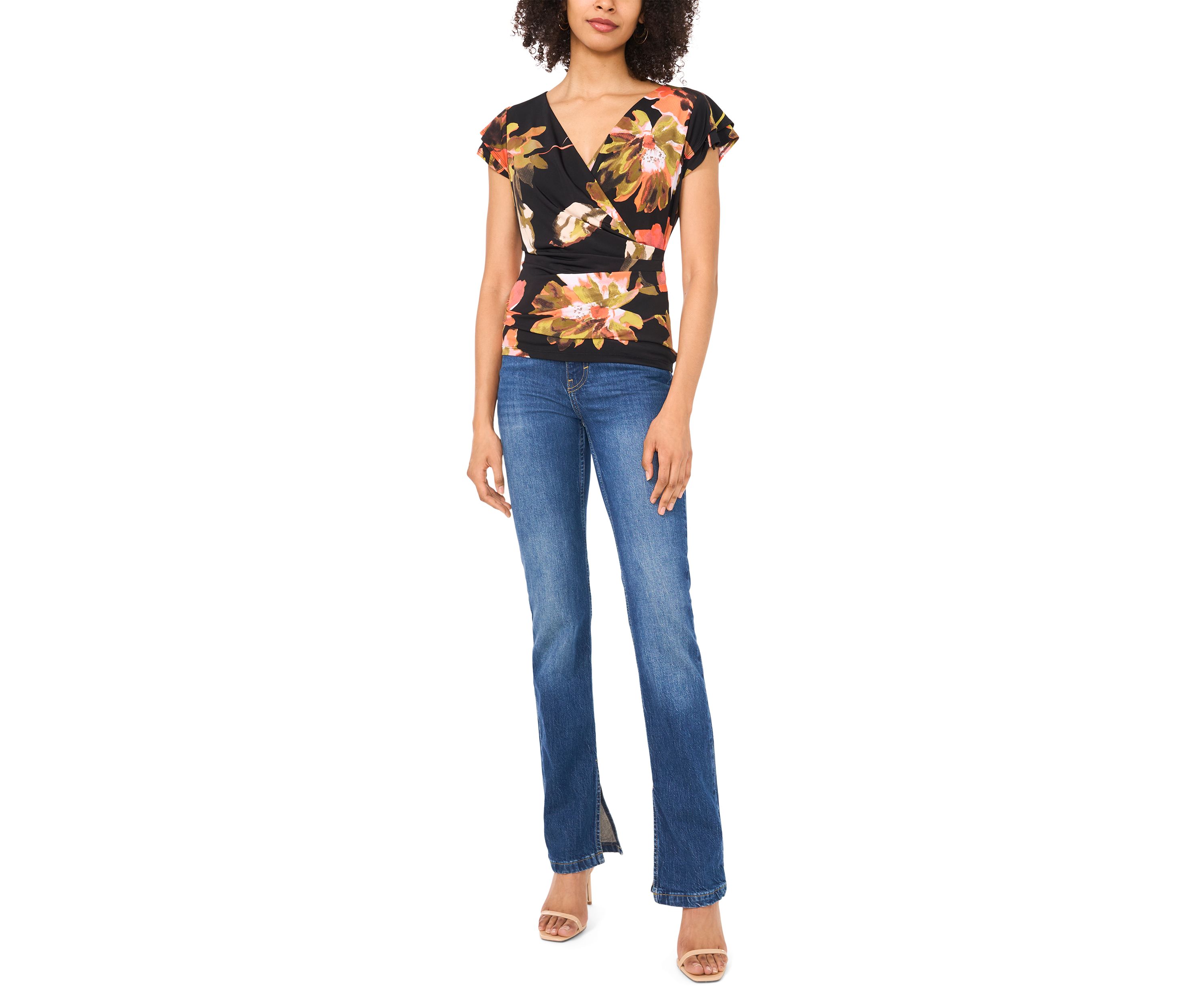 Petite Floral Surplice Top 