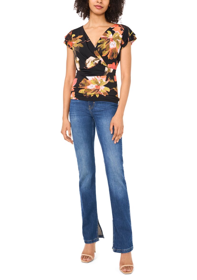 Petite Floral Surplice Top 